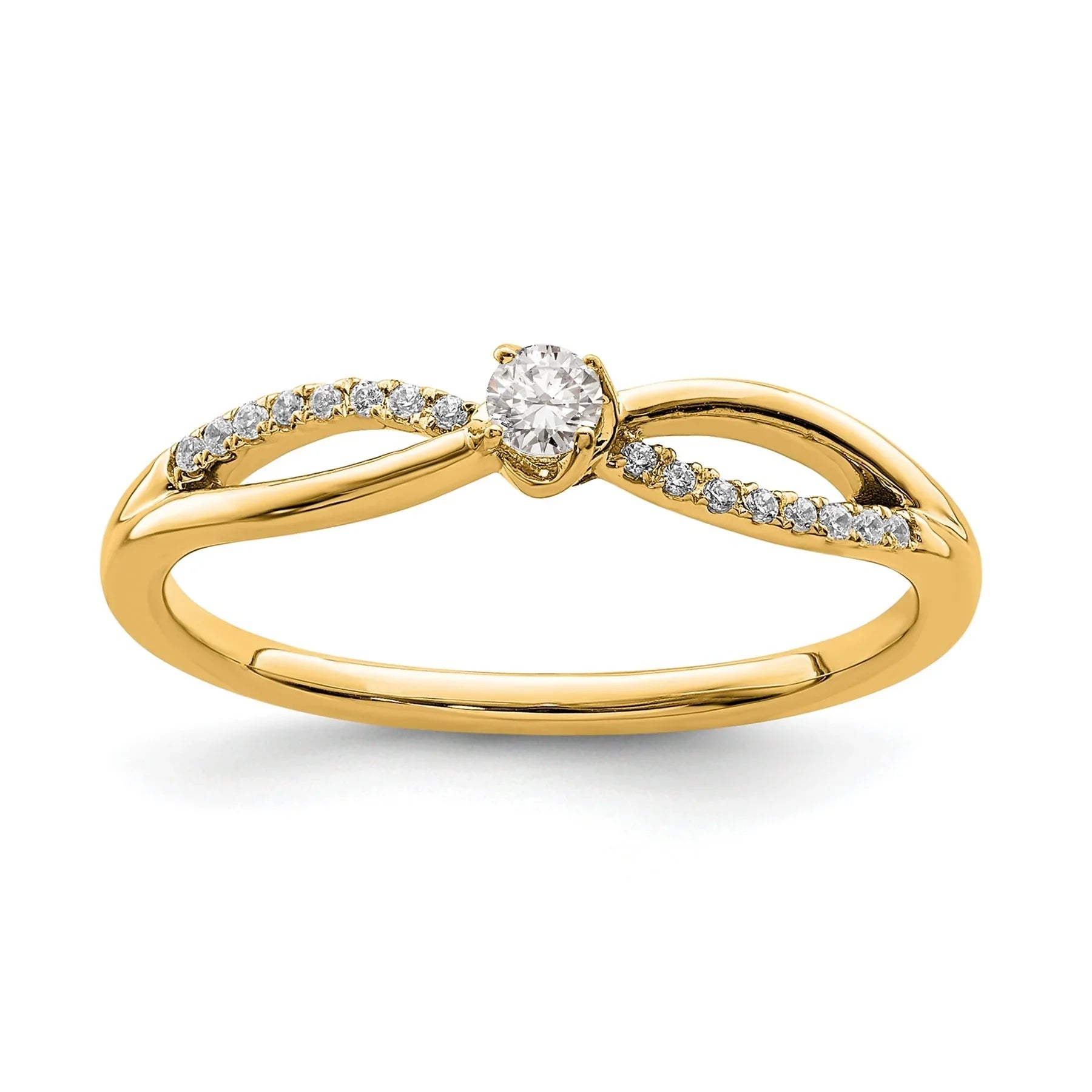 14K Yellow Gold Lab Grown Diamond Round Petite Infinity Ring 0.12 carat - Fine Diamond