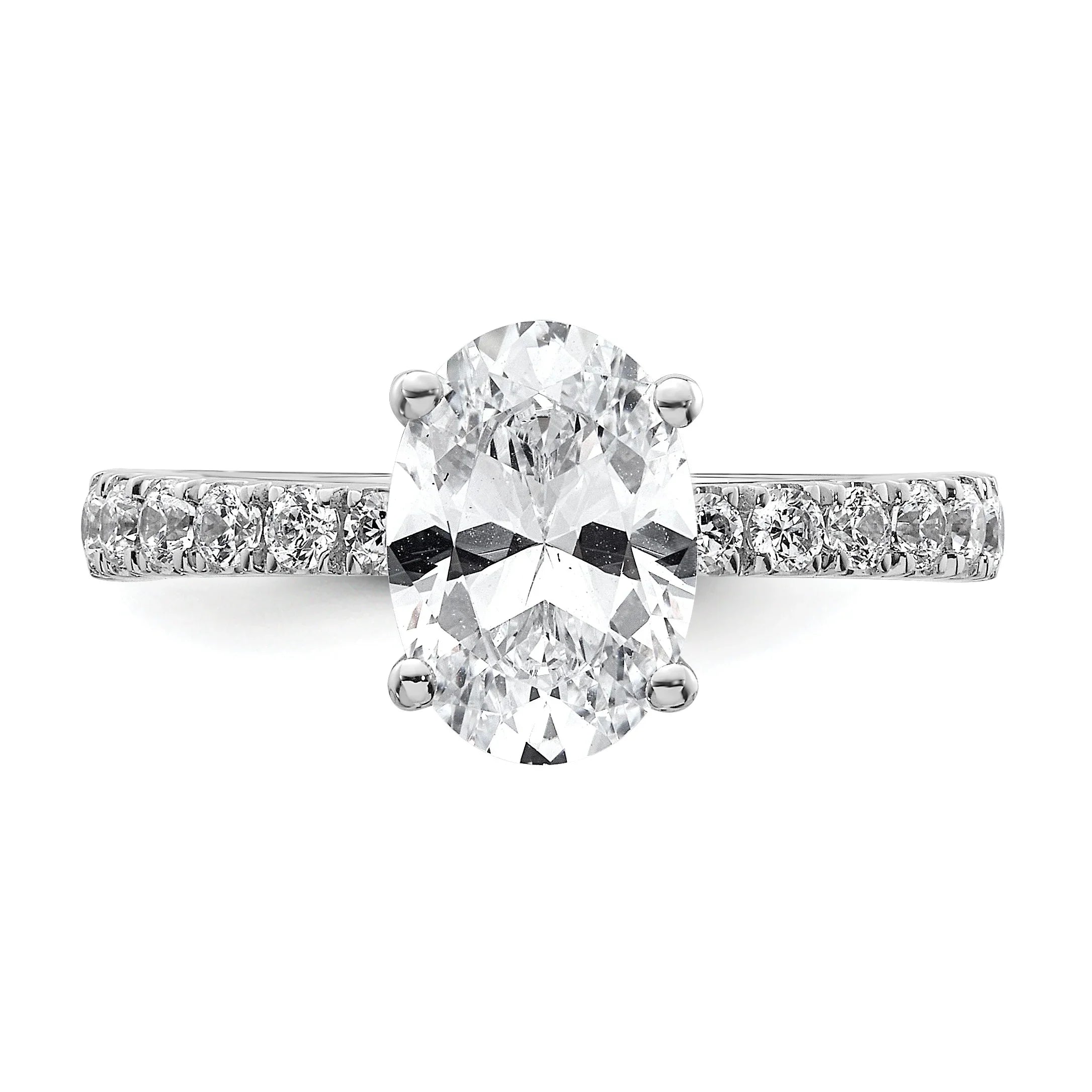 14K White Gold Lab Grown Diamond Oval Engagement Ring - Fine Diamond