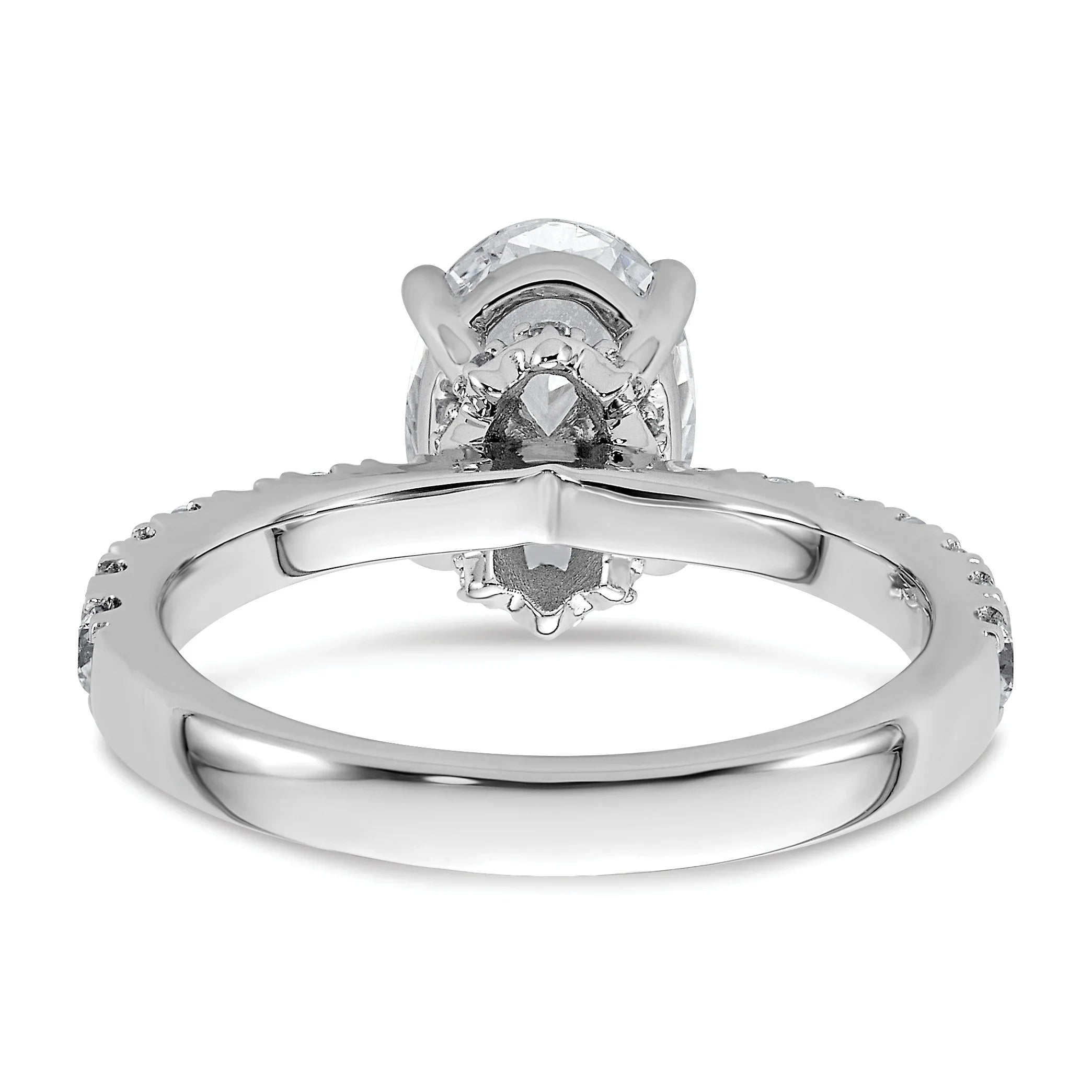 14K White Gold Lab Grown Diamond Oval Engagement Ring - Fine Diamond