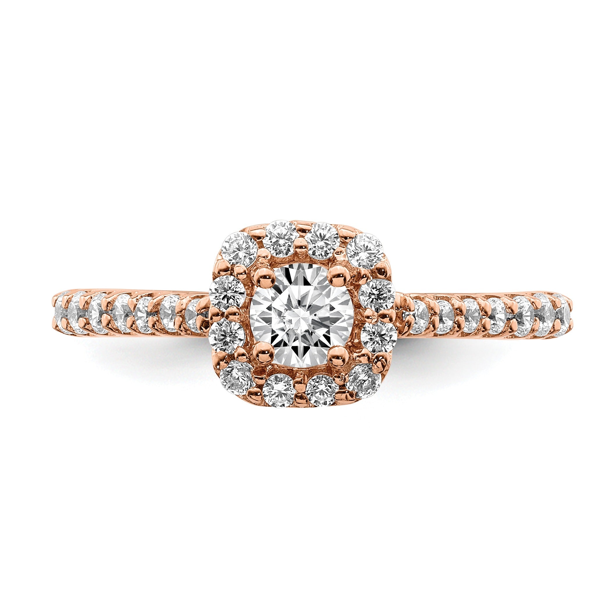 14k Rose Gold Lab Grown Diamond Round Halo Engagement Ring