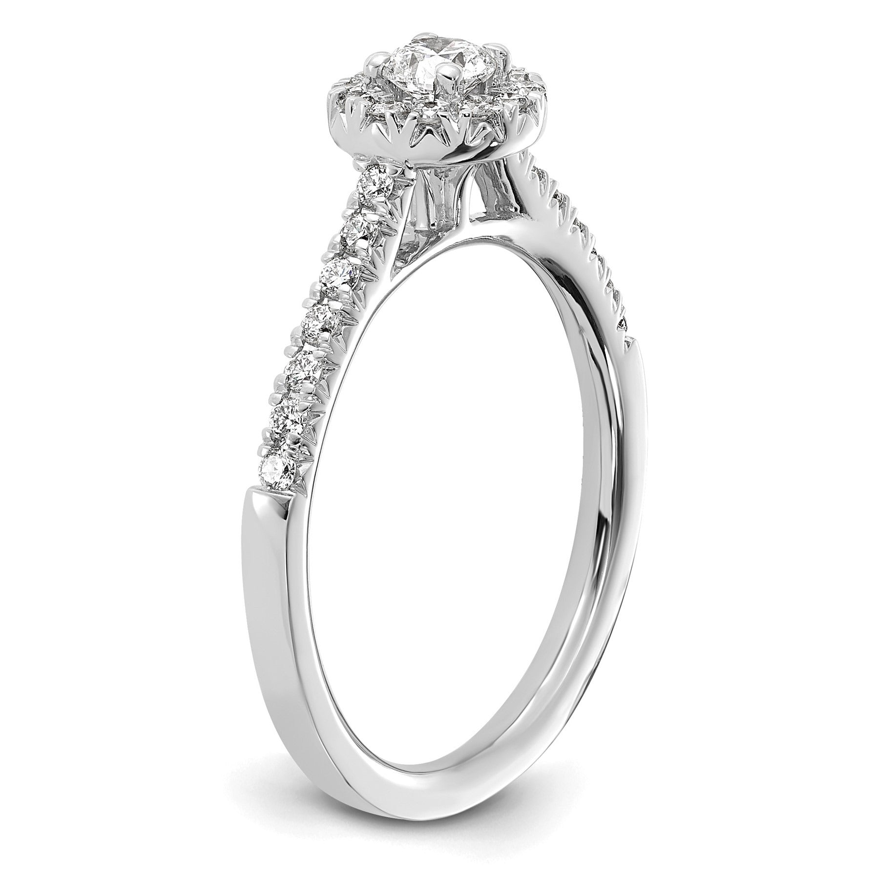 Lab Grown Diamond Halo Pave Ring 14K White Gold 0.5 ct