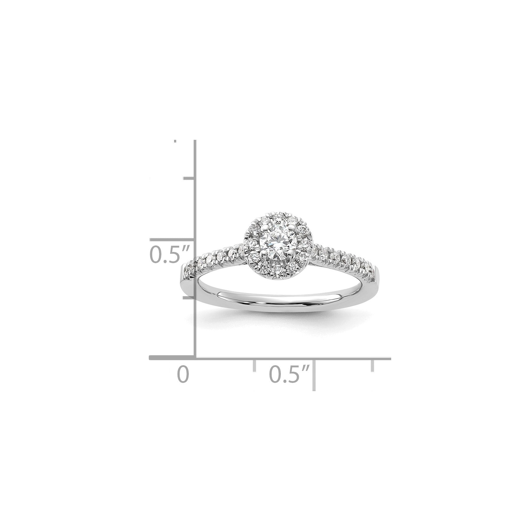 Lab Grown Diamond Halo Pave Ring 14K White Gold 0.5 ct