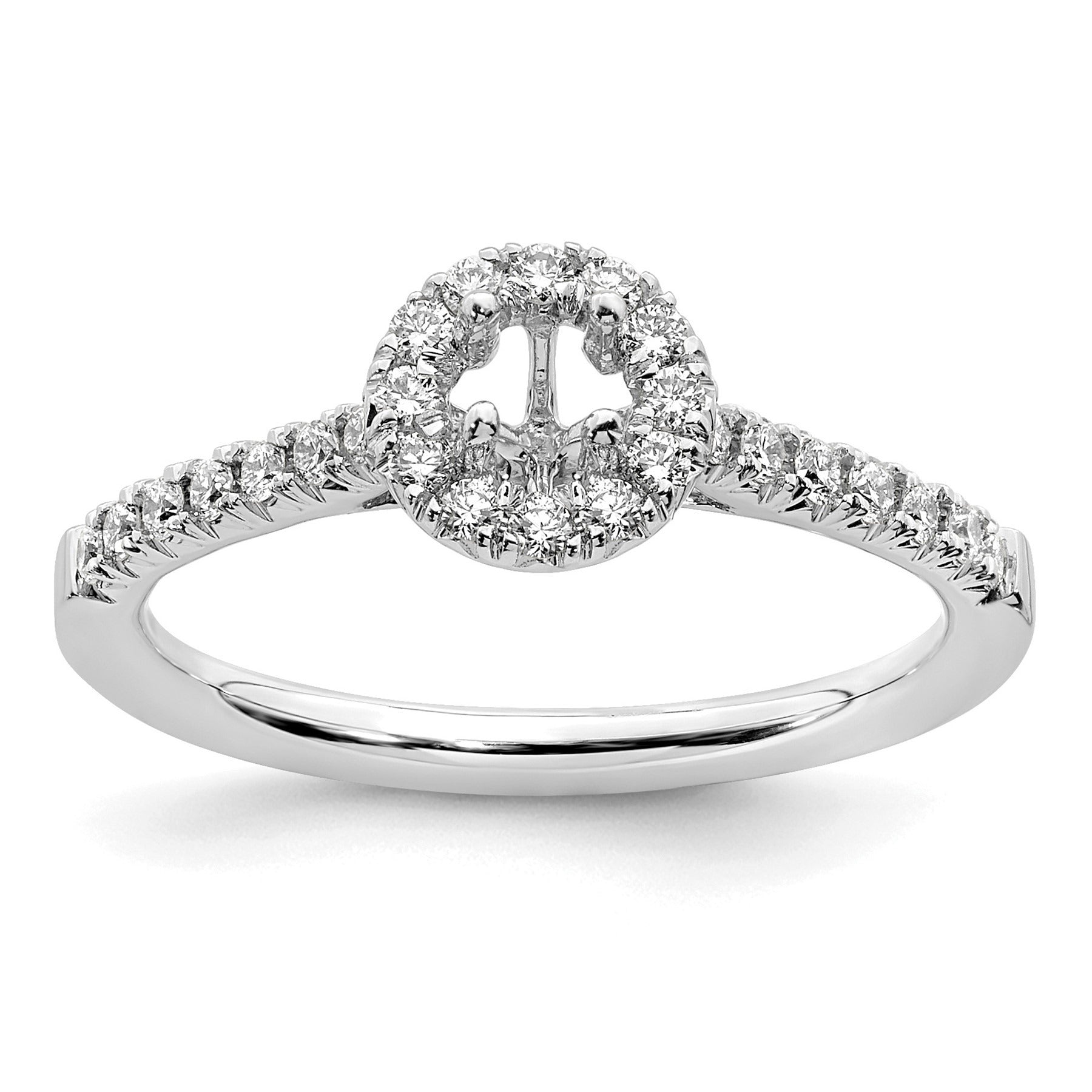 Lab Grown Diamond Halo Pave Ring 14K White Gold 0.5 ct