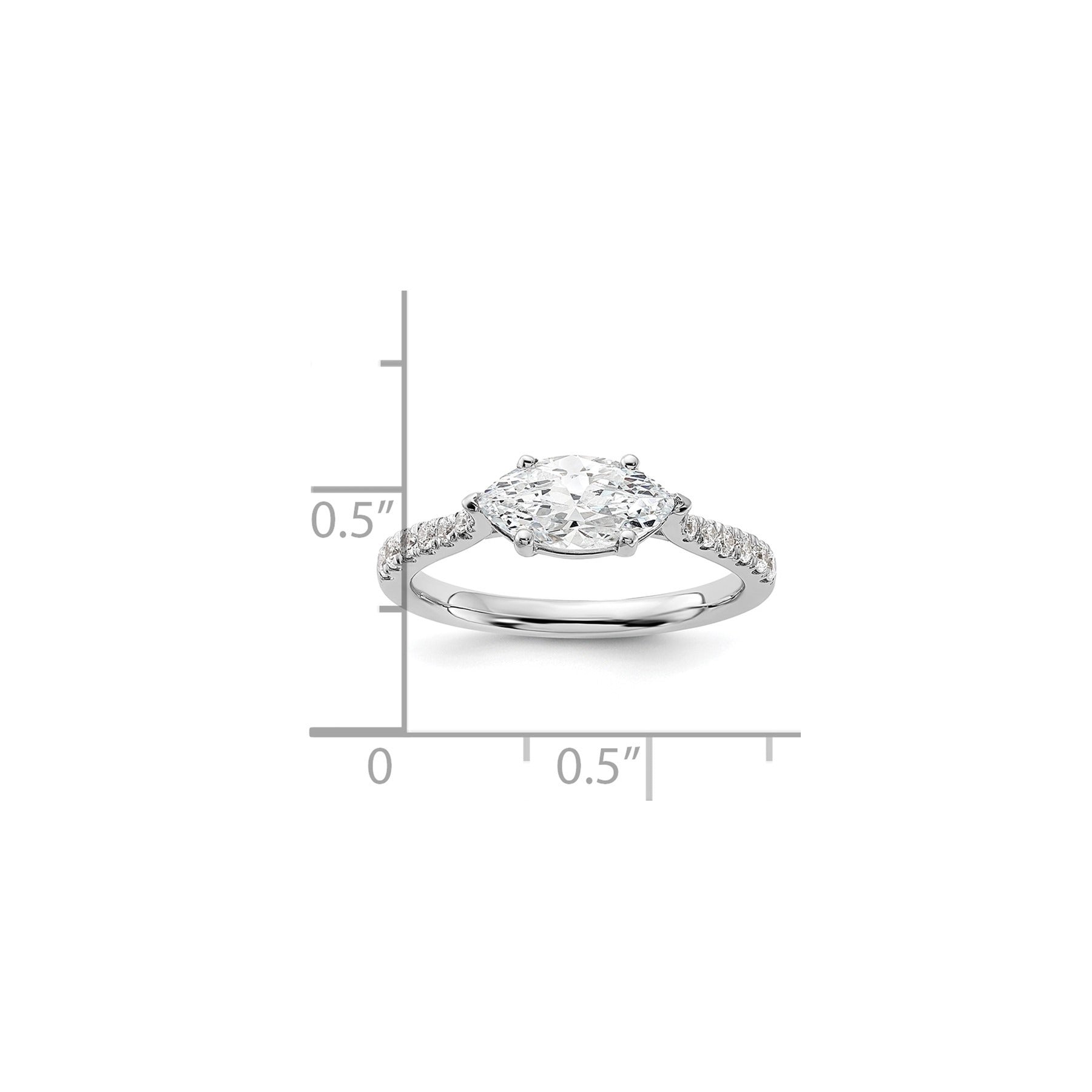 14k White Gold Lab Grown Diamond East-West Marquise Engagement Ring Semi Mount