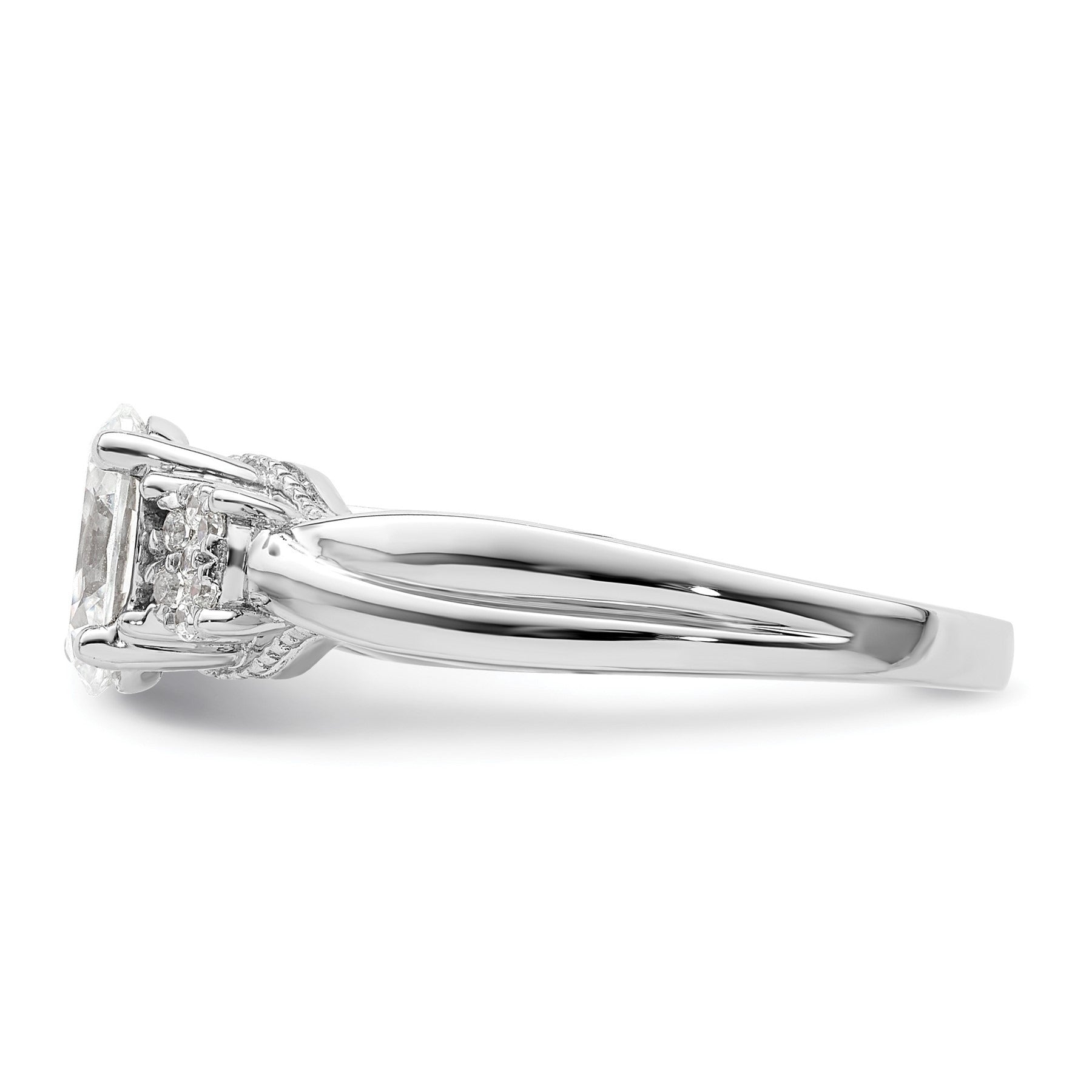 14K White Gold Lab Diamond 3-Stone Semi Mount Engagement Ring 1 Ct