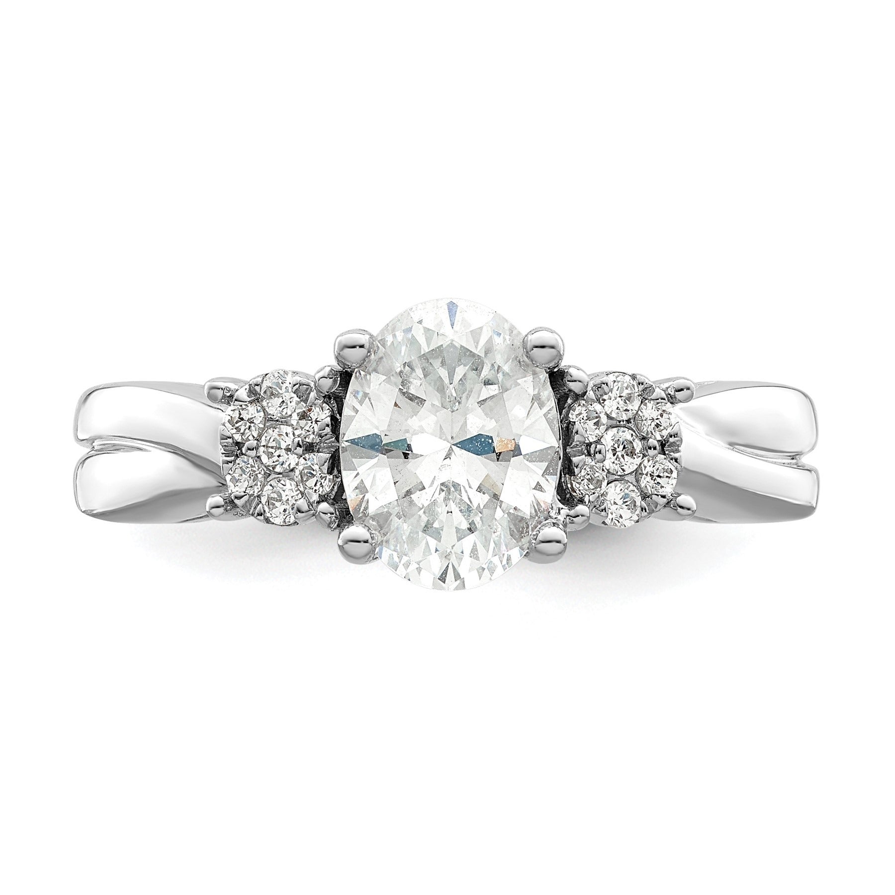 14K White Gold Lab Diamond 3-Stone Semi Mount Engagement Ring 1 Ct