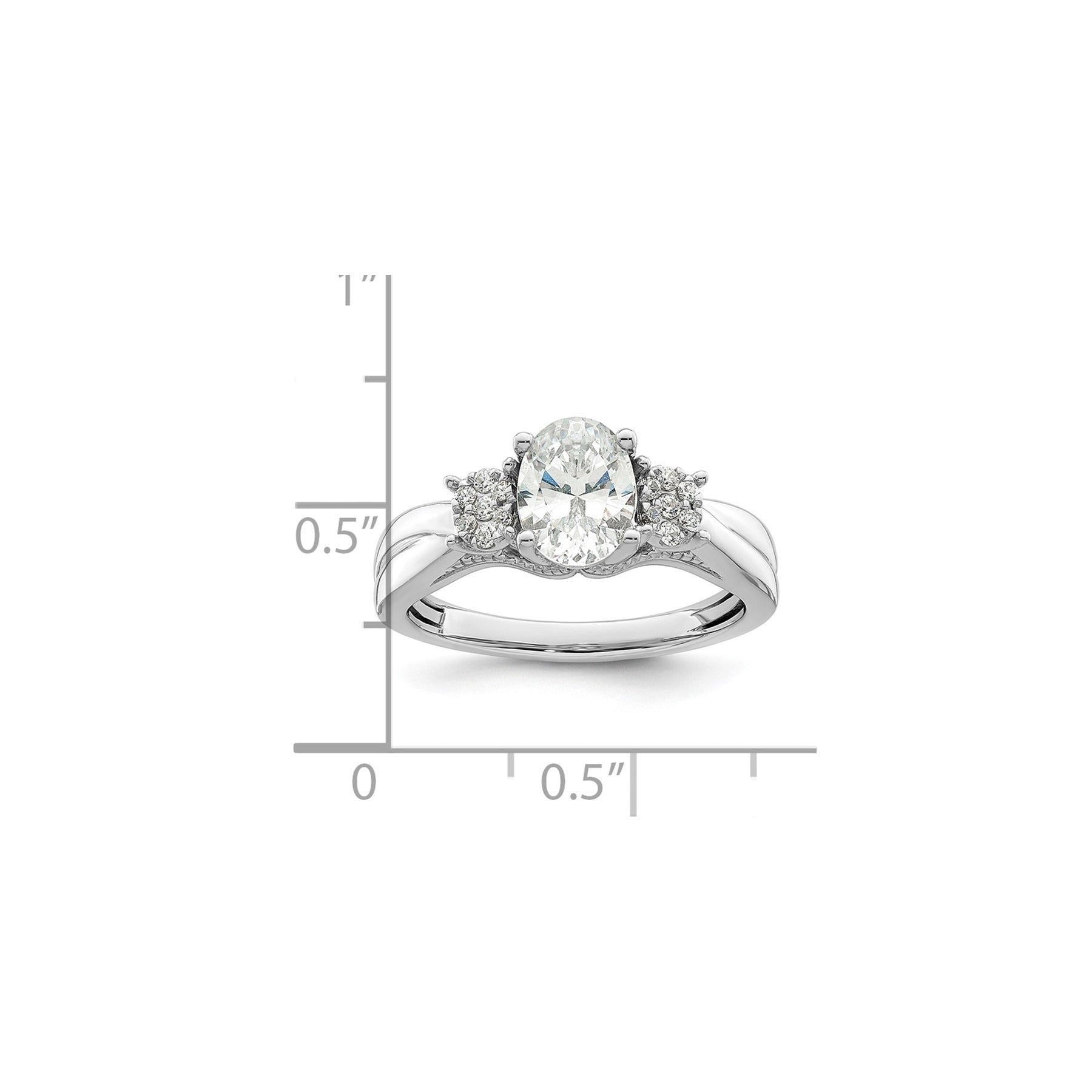 14K White Gold Lab Diamond 3-Stone Semi Mount Engagement Ring 1 Ct