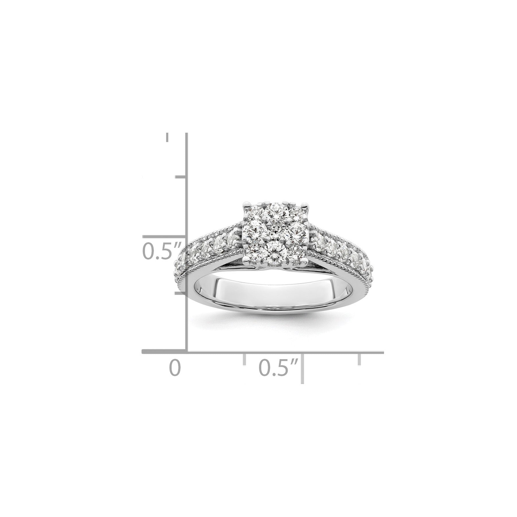 14K White Gold Lab Grown Diamond Cluster Engagement Ring 1 Ct