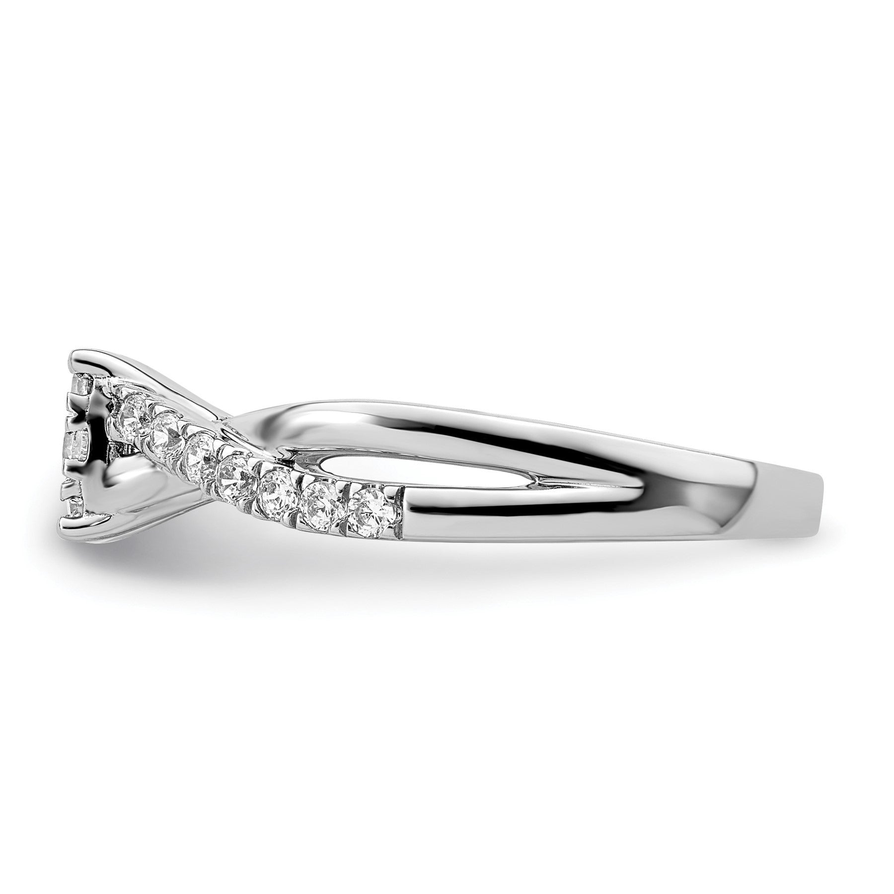 14k White Gold Lab Grown Diamond Cluster Engagement Ring 0.5 ct