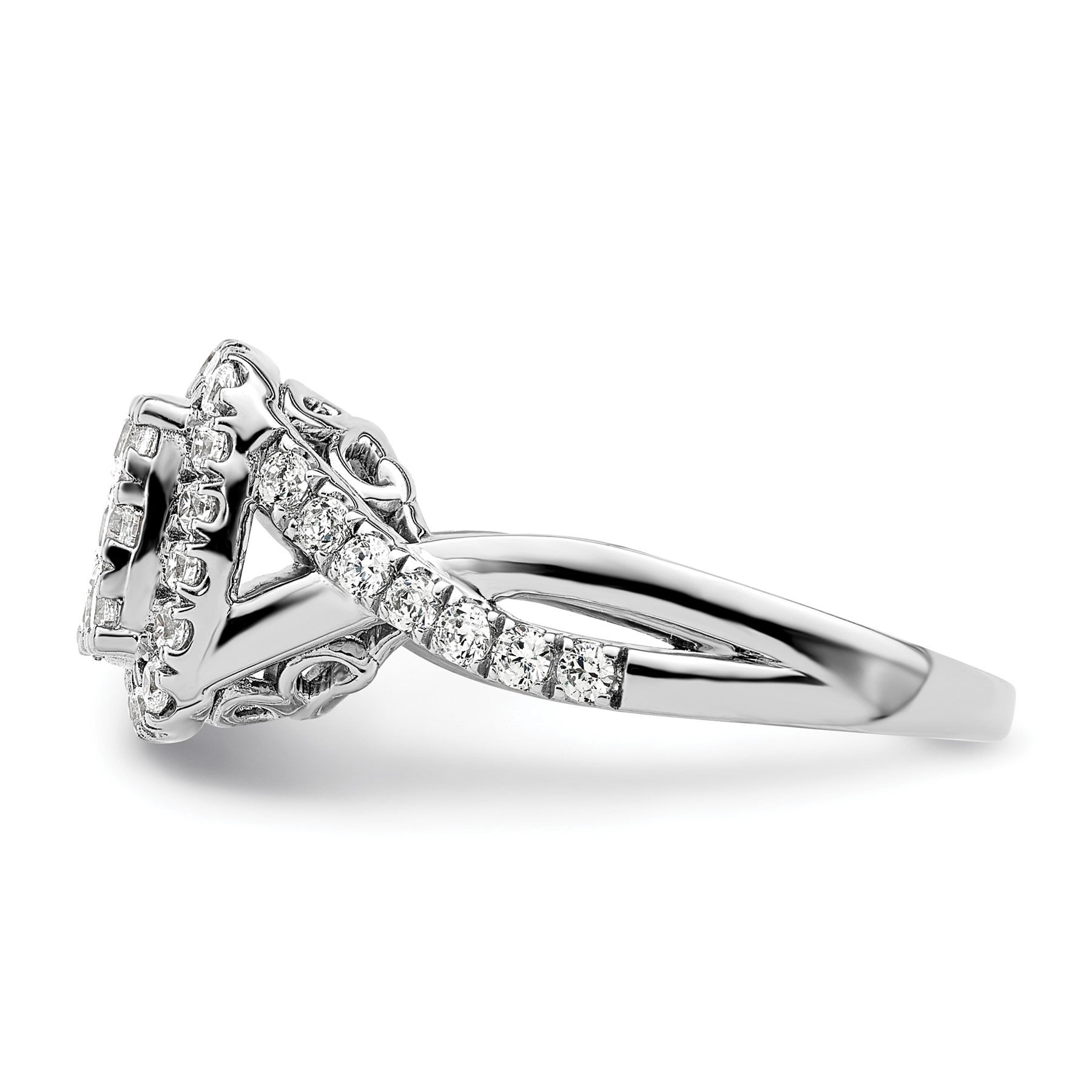 14k White Gold Lab Grown Diamond Cluster Engagement Ring 1 ct