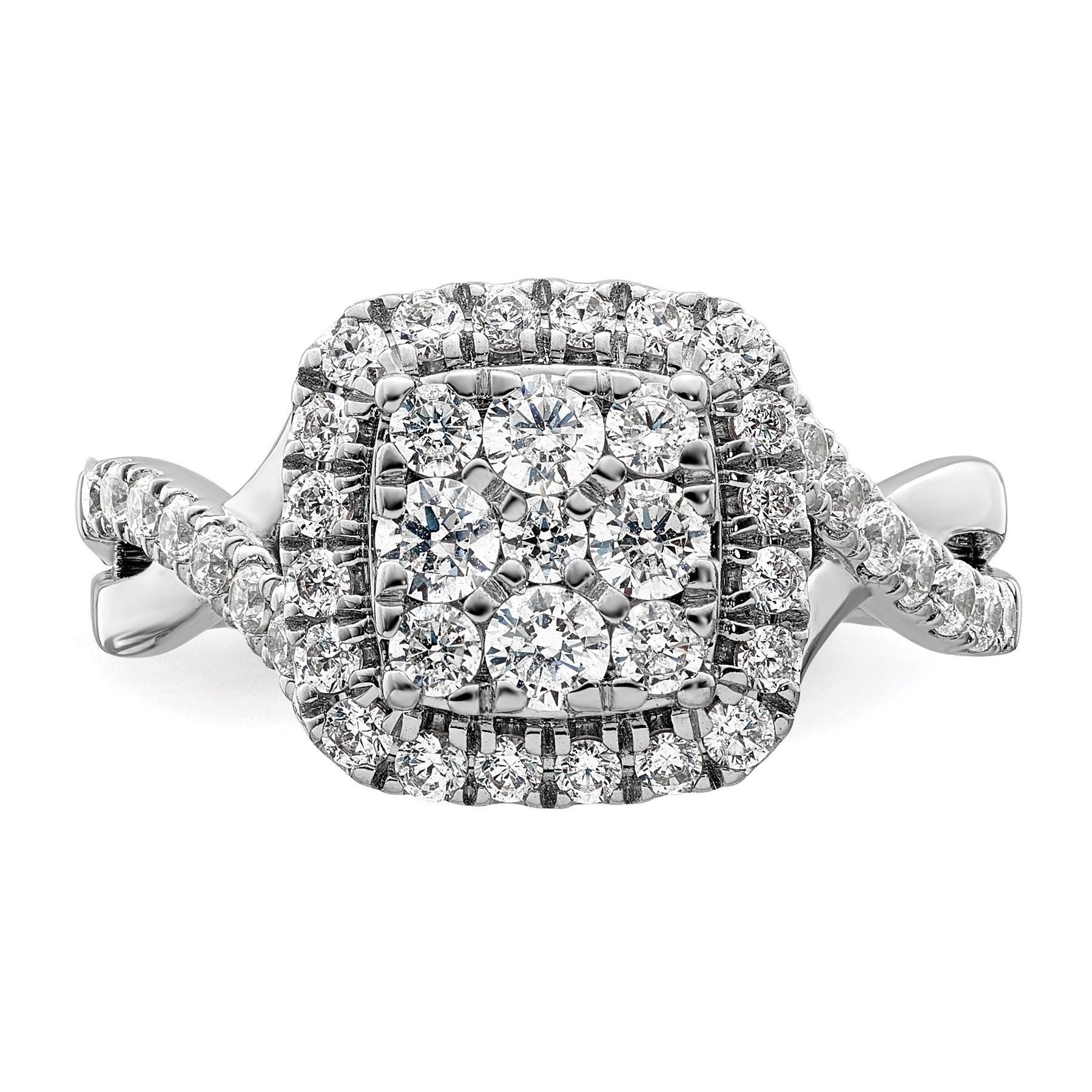 14k White Gold Lab Grown Diamond Cluster Engagement Ring 1 ct