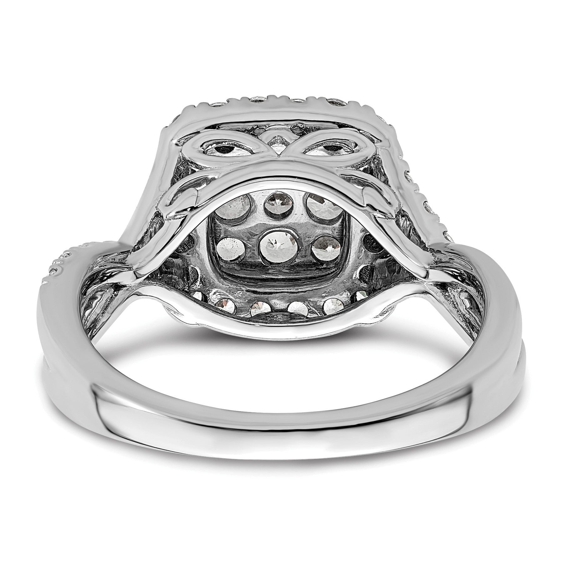 14k White Gold Lab Grown Diamond Cluster Engagement Ring 1 ct