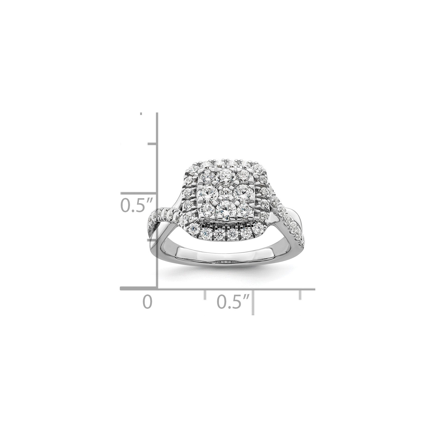 14k White Gold Lab Grown Diamond Cluster Engagement Ring 1 ct