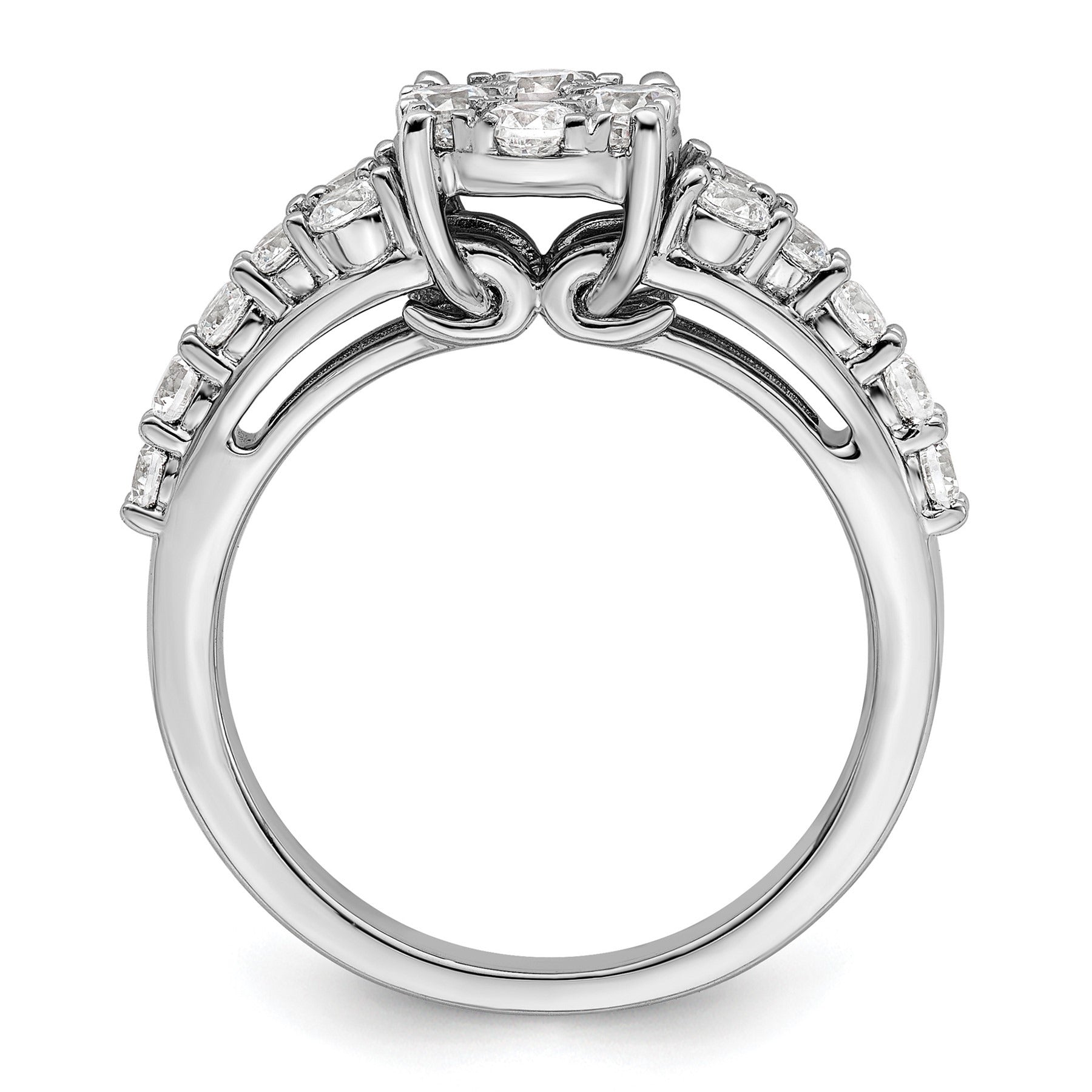 14k White Gold Lab Grown Diamond Cluster Engagement Ring 1 ct.