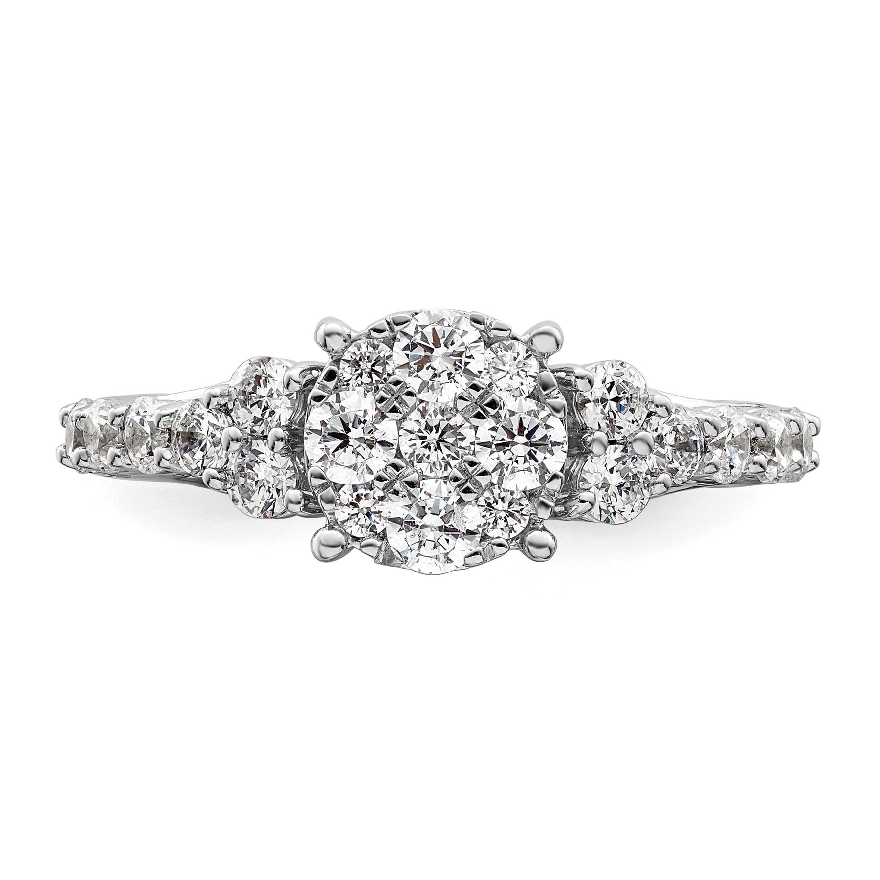14k White Gold Lab Grown Diamond Cluster Engagement Ring 1 ct.