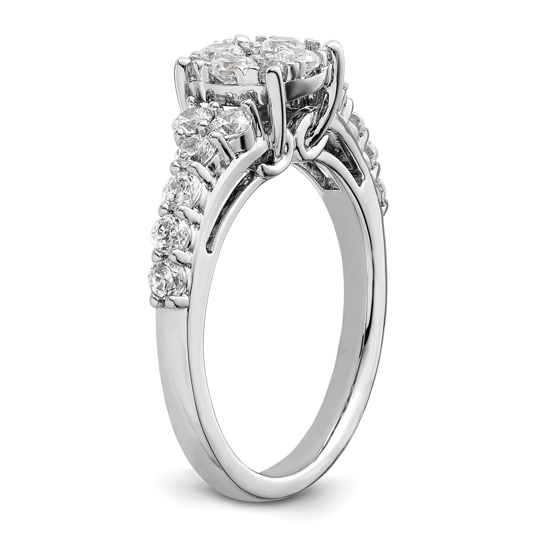 14k White Gold Lab Grown Diamond Cluster Engagement Ring 1 ct.