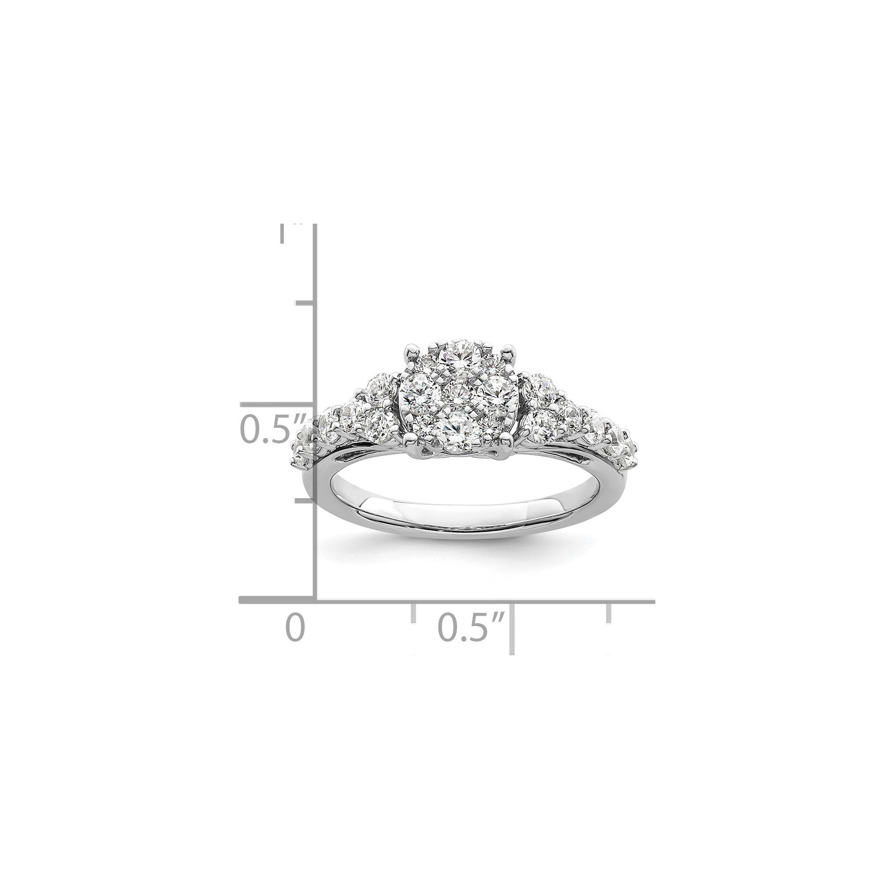 14k White Gold Lab Grown Diamond Cluster Engagement Ring 1 ct.