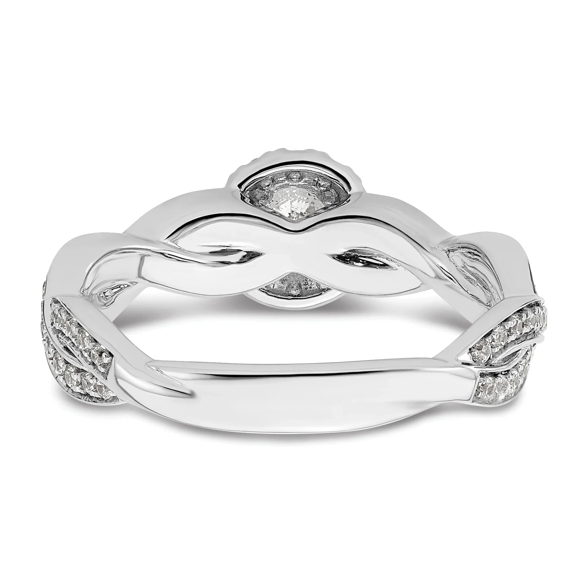 White Gold Lab Grown Diamond Round Halo Infinity Engagement Ring 0.75 ct - Fine Diamond