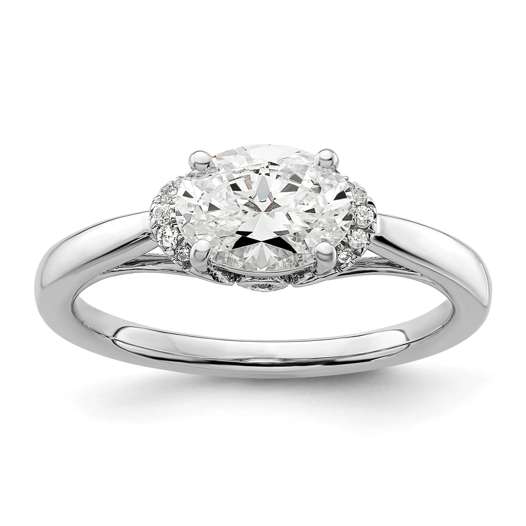 Lab Grown Diamond East-West Oval Semi Mount Engagement Ring 1 Ct - Fine Diamond