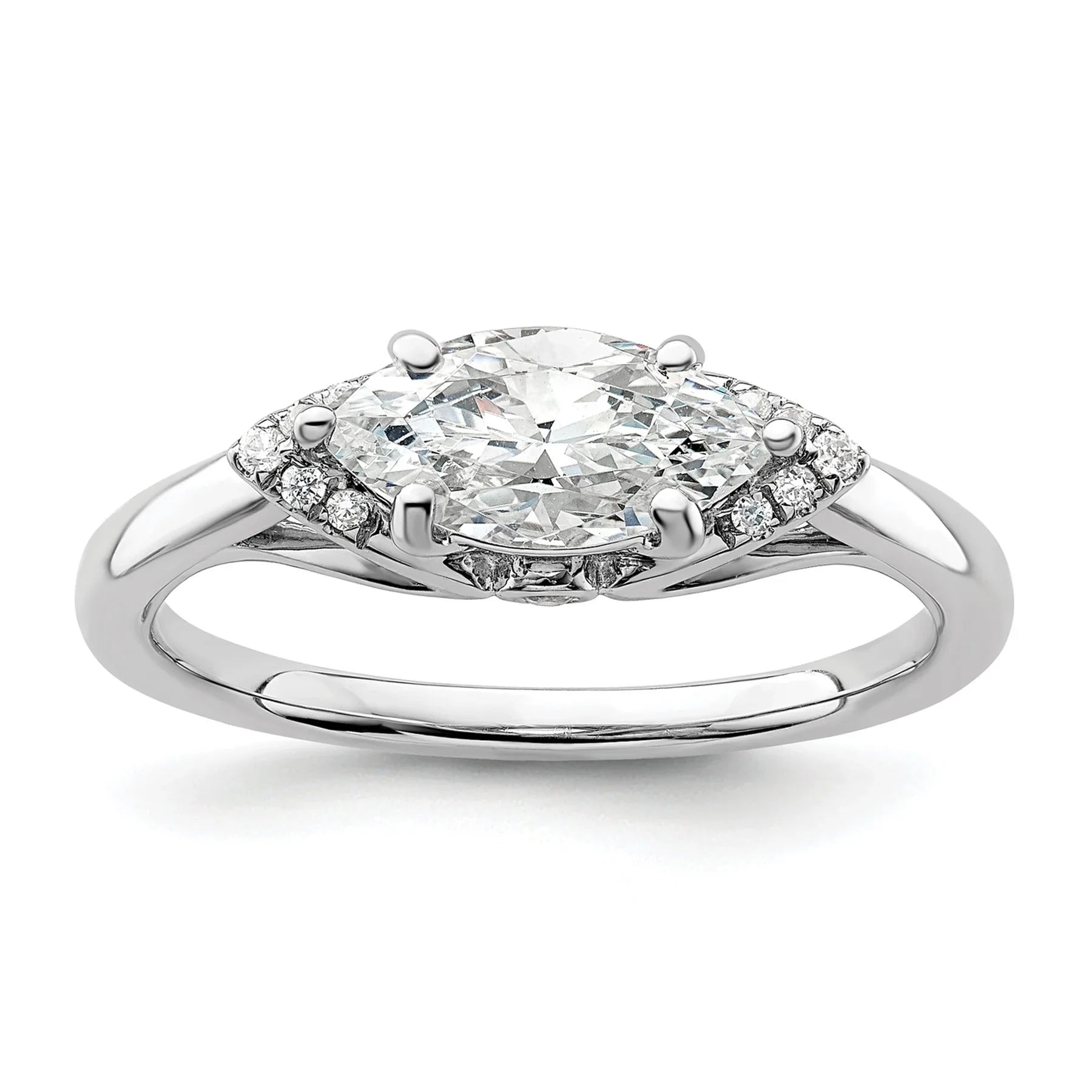 Lab Grown Diamond East-West Marquise Semi Mount Engagement Ring 1 Ct - Fine Diamond
