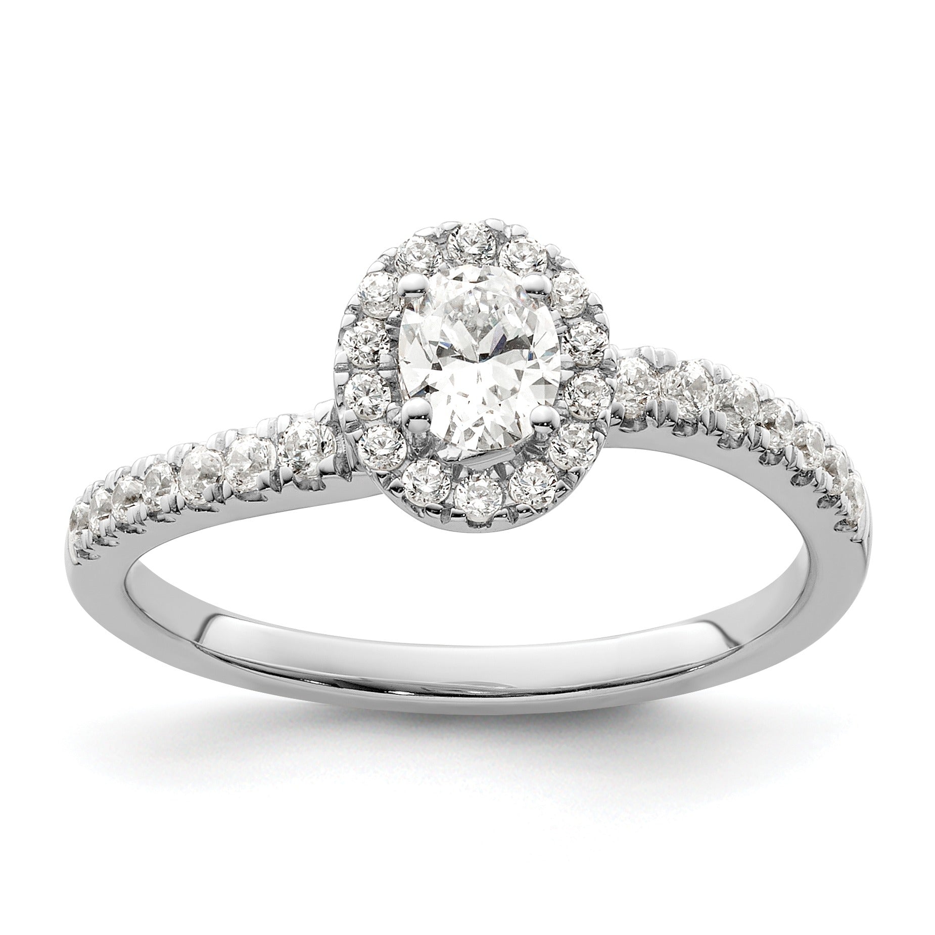 14K White Gold Lab Grown Diamond Halo Ring
