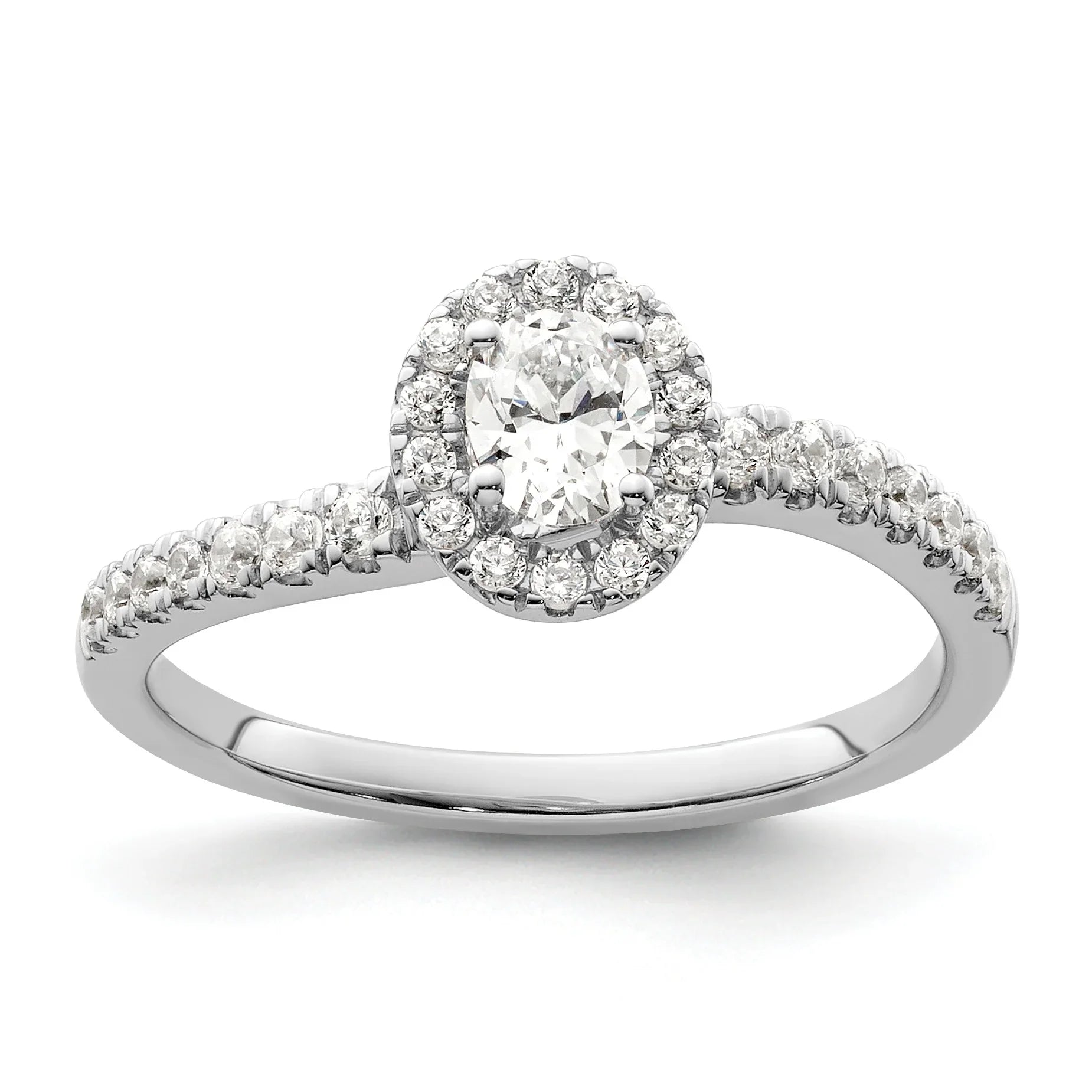 14K White Gold Lab Grown Diamond Halo Ring 0.35 ct - Fine Diamond