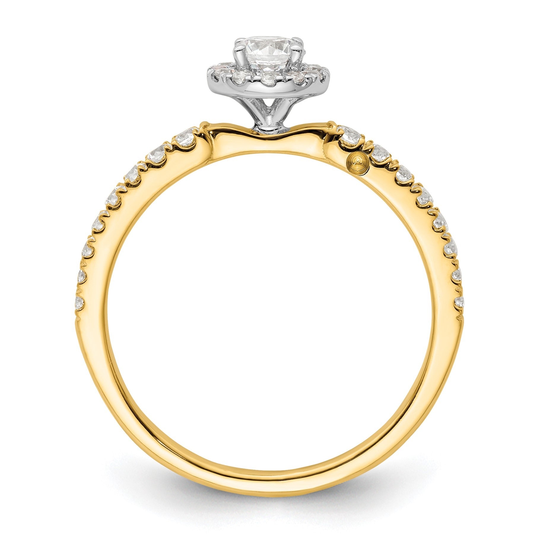 14K Two-tone Gold Lab Grown Diamond Petite Round Halo Ring