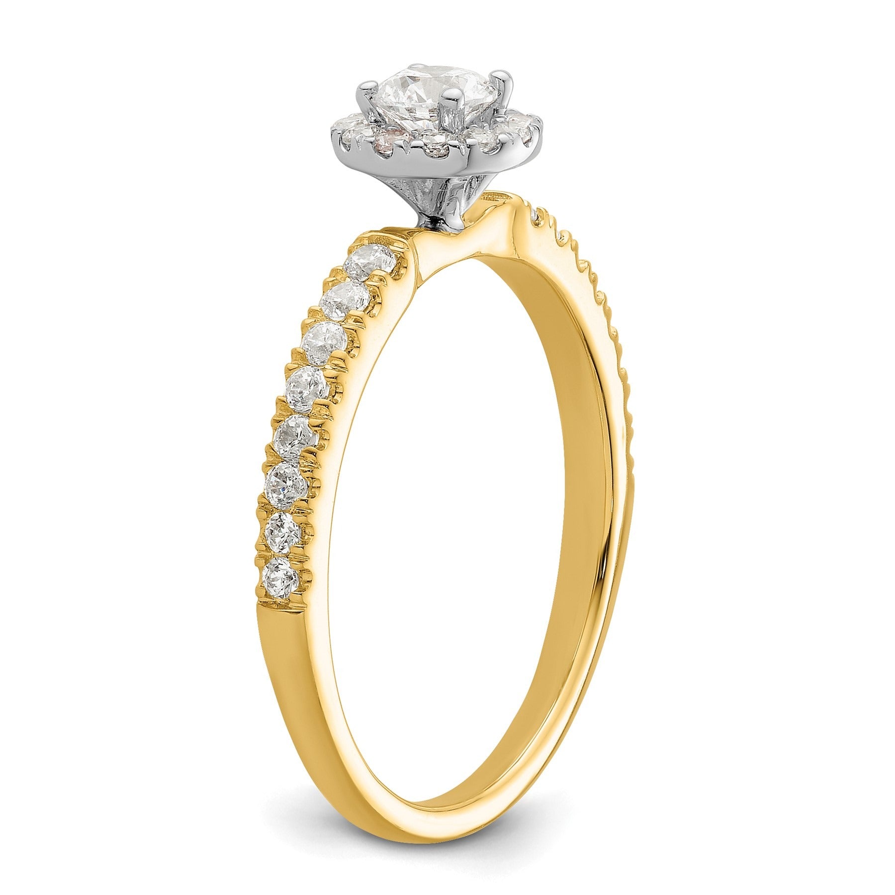 14K Two-tone Gold Lab Grown Diamond Petite Round Halo Ring