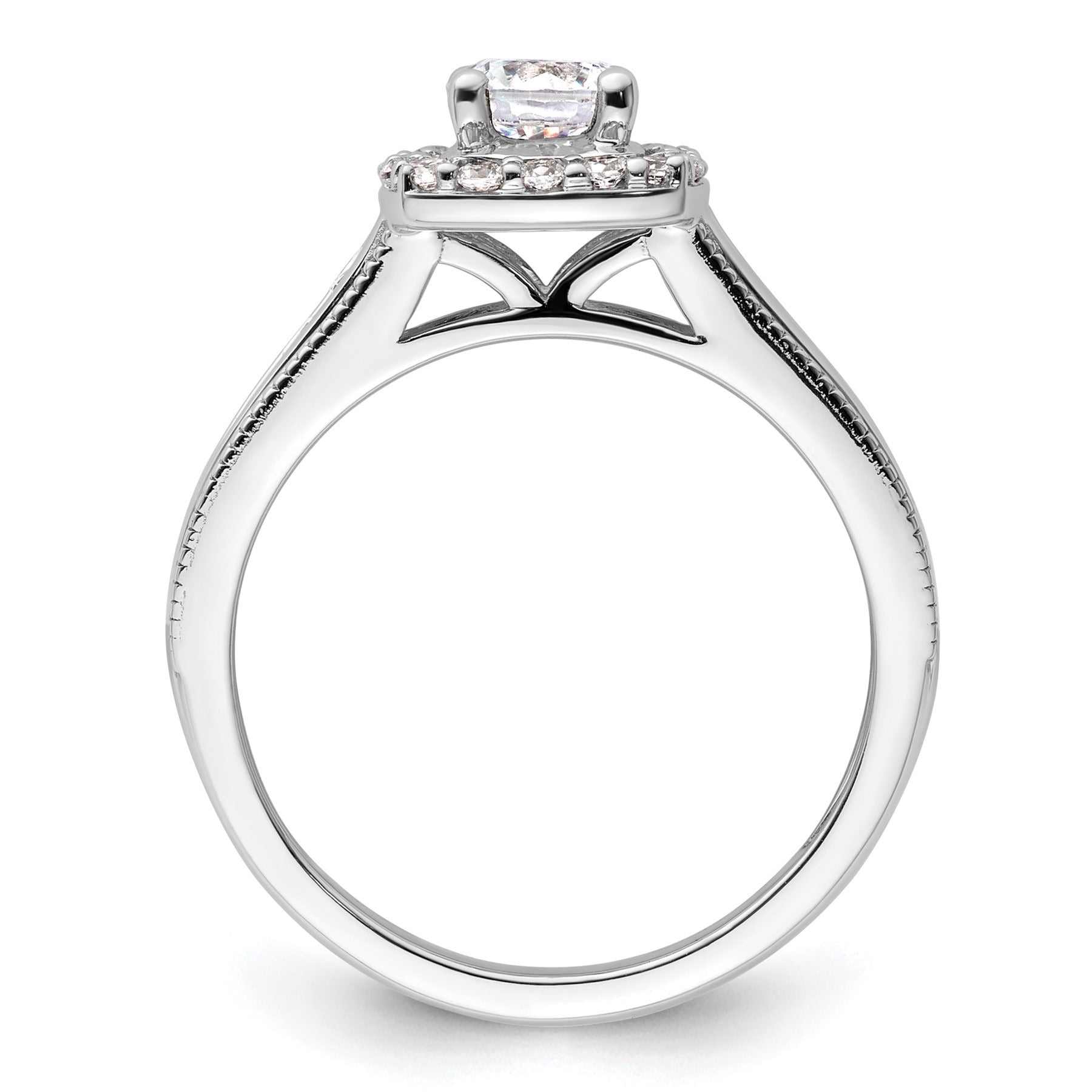 14k White Gold Lab Grown Diamond Halo Engagement Ring 1 ct