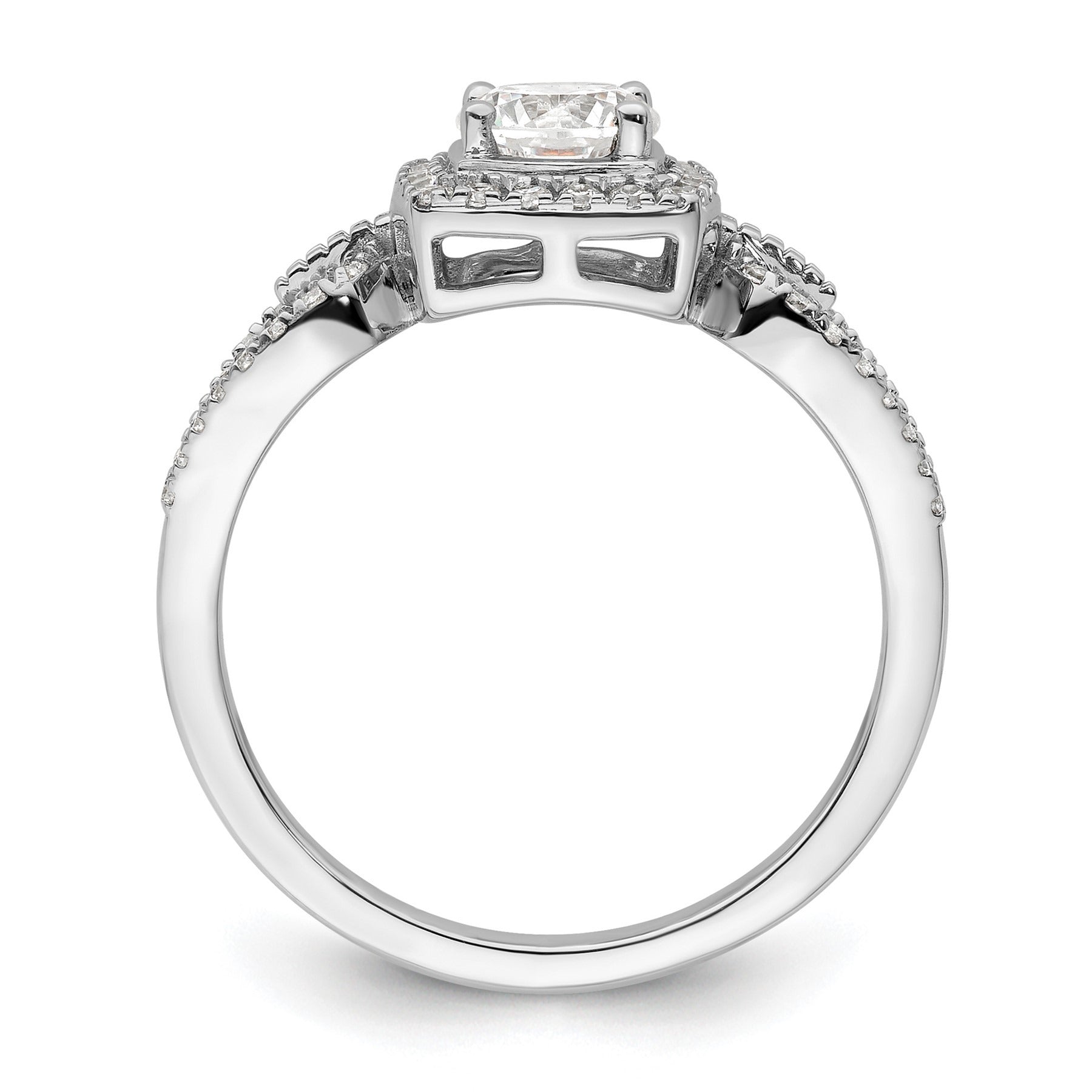 14k White Gold Lab Created Diamond Halo Engagement Ring 0.5 ct
