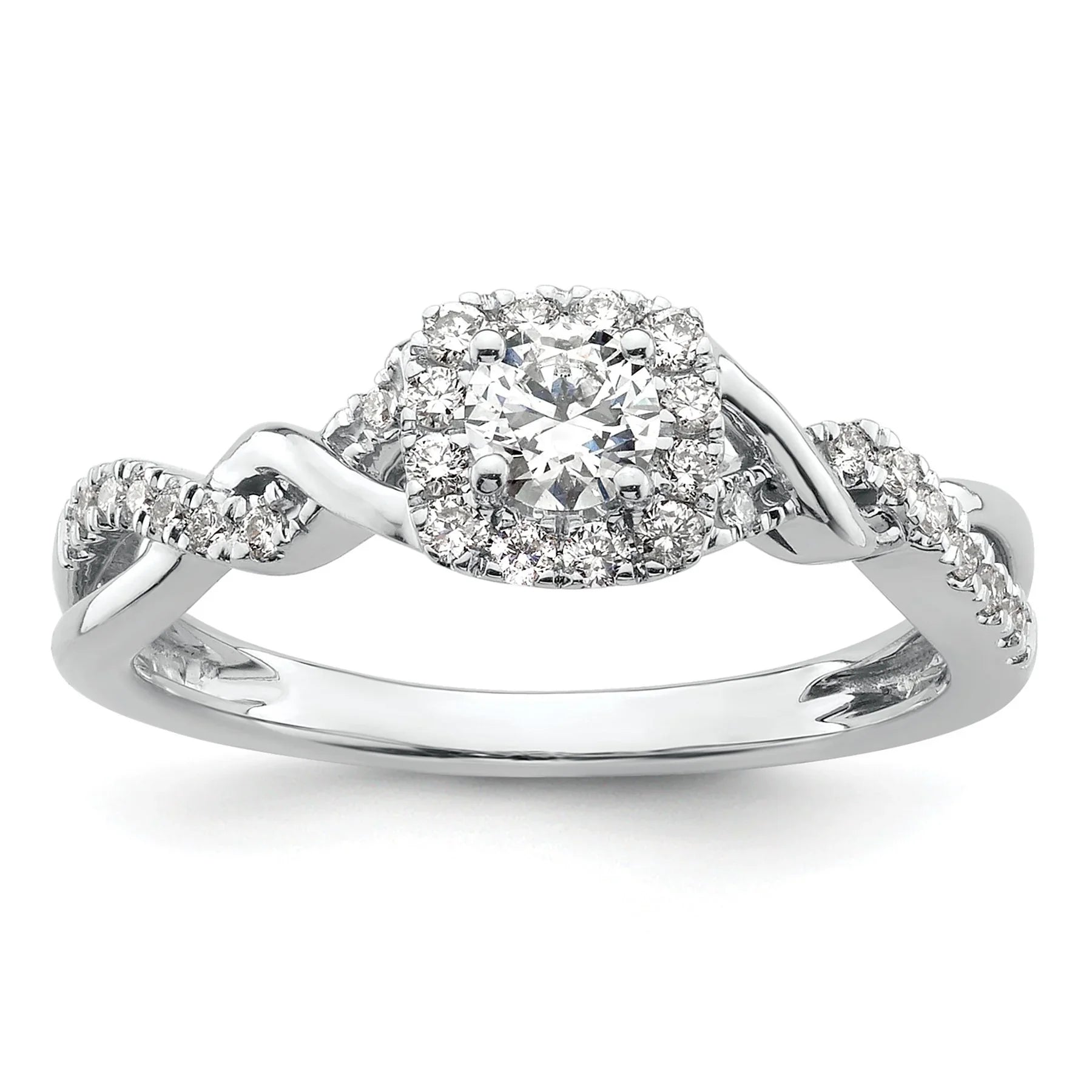 14k White Gold Lab Grown Diamond Bypass Engagement Ring 0.5 Ct. - Fine Diamond