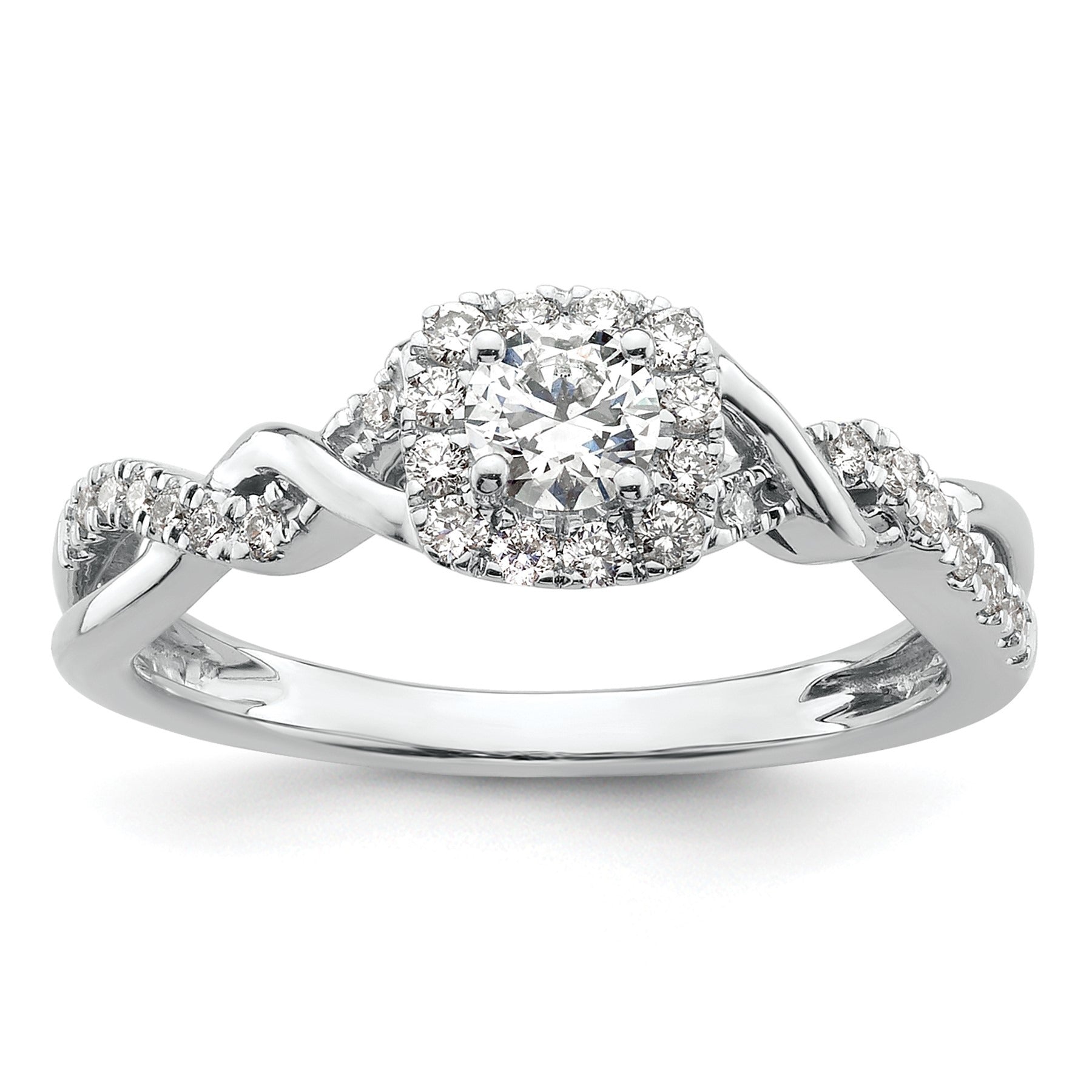 14k White Gold Lab Grown Diamond Bypass Engagement Ring 0.5 Ct.