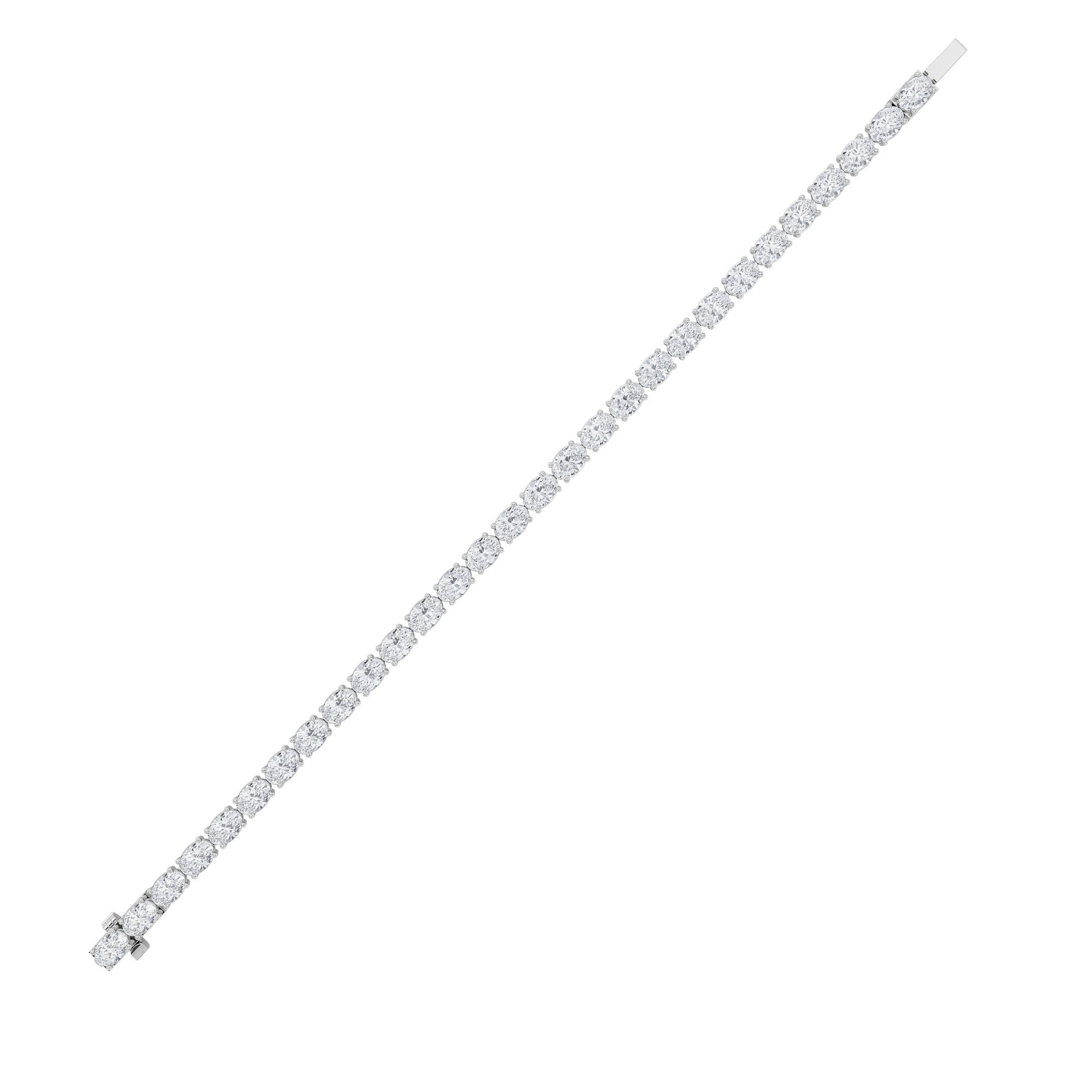 Oval Shaped Lab Grown Diamond White Gold Bracelet