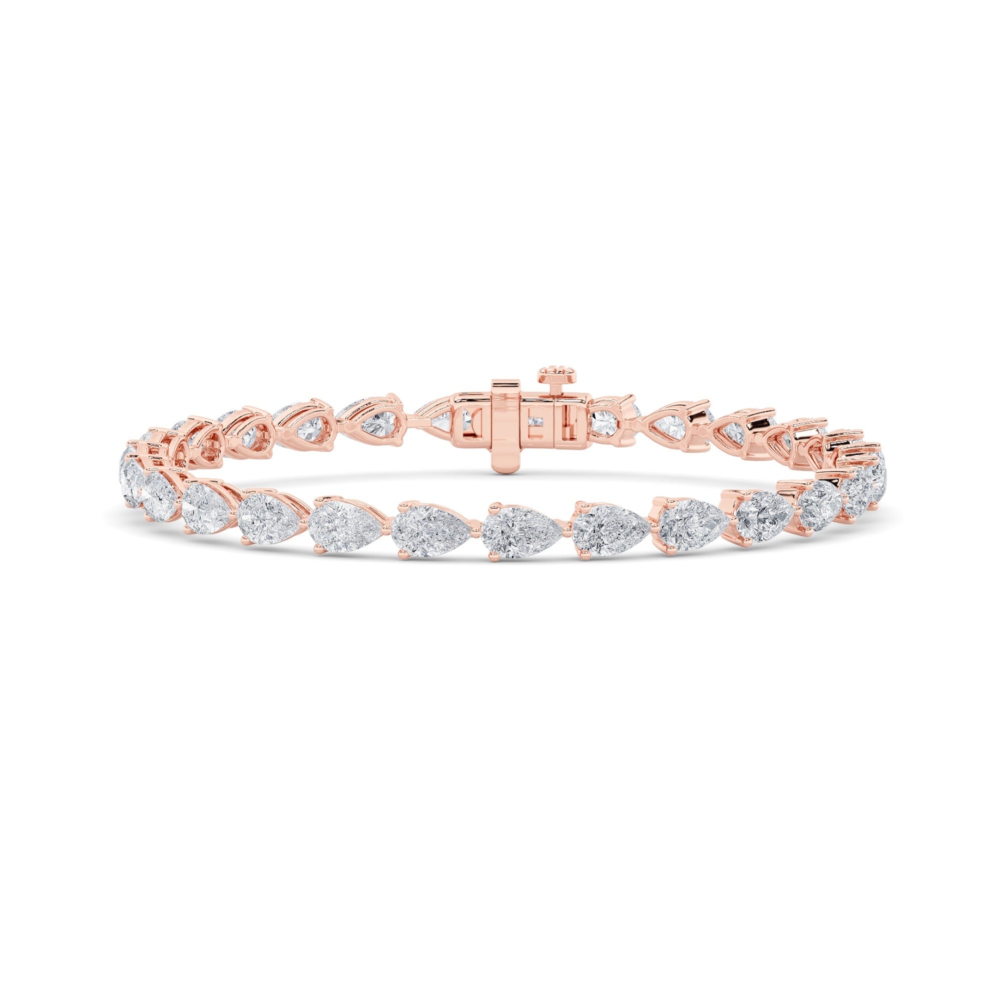 14K Rose Gold 10 Carat Lab Grown Diamond Pear-shaped Bracelet