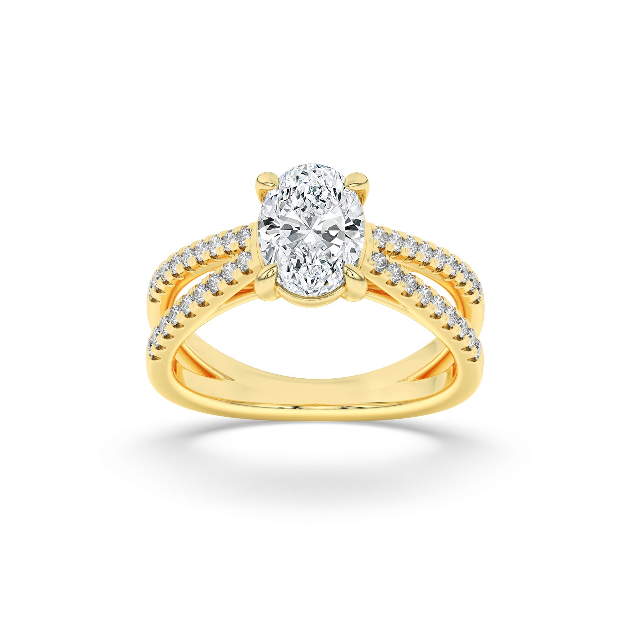 14K Yellow Gold Lab Grown Diamond Split Shank Solitaire Engagement Ring