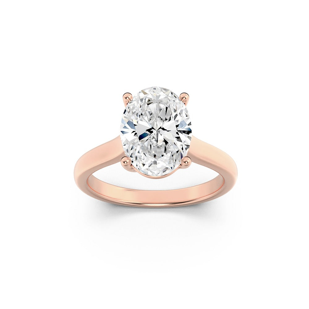 14K Rose Gold Lab Grown Diamond Oval Solitaire Ring 1 carat