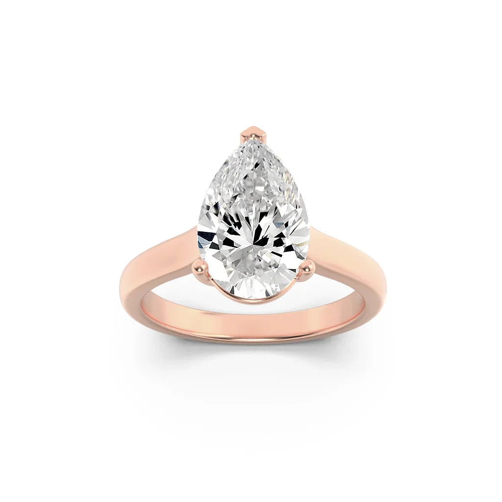 14K Rose Gold Lab Grown Diamond Pear Solitaire Ring 1 Carat - Fine Diamond