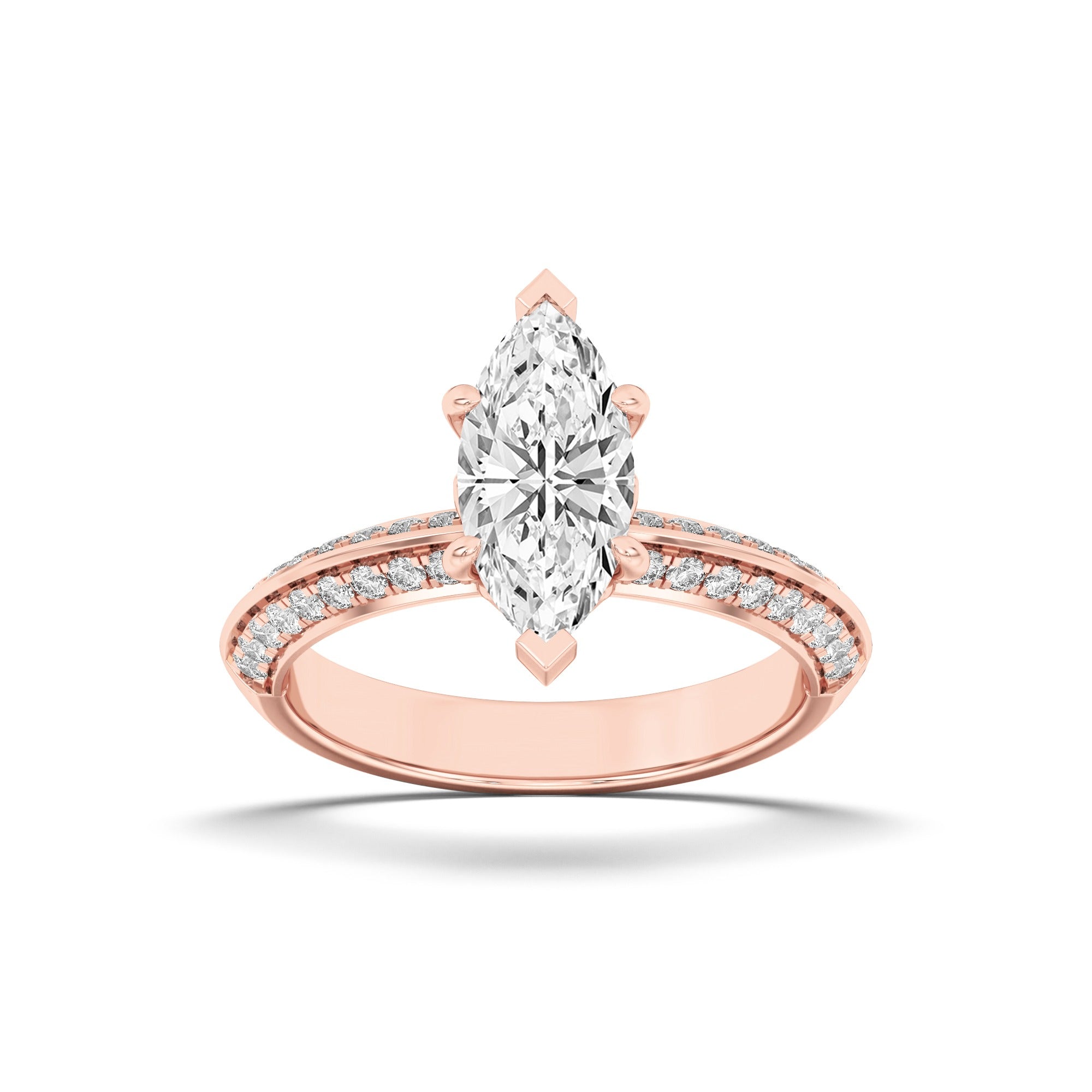 14K Rose Gold Lab Grown Diamond Marquise Solitaire Ring 1.7 Carat