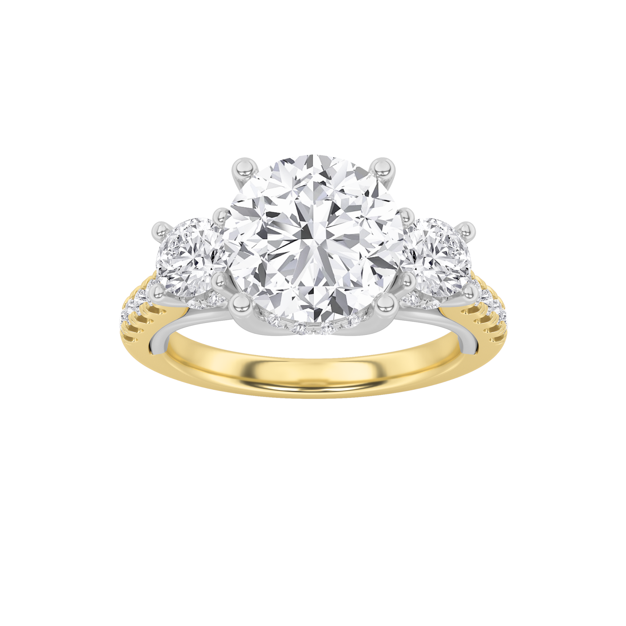 14k Gold Lab Grown Diamond Round Ring 3 Ct