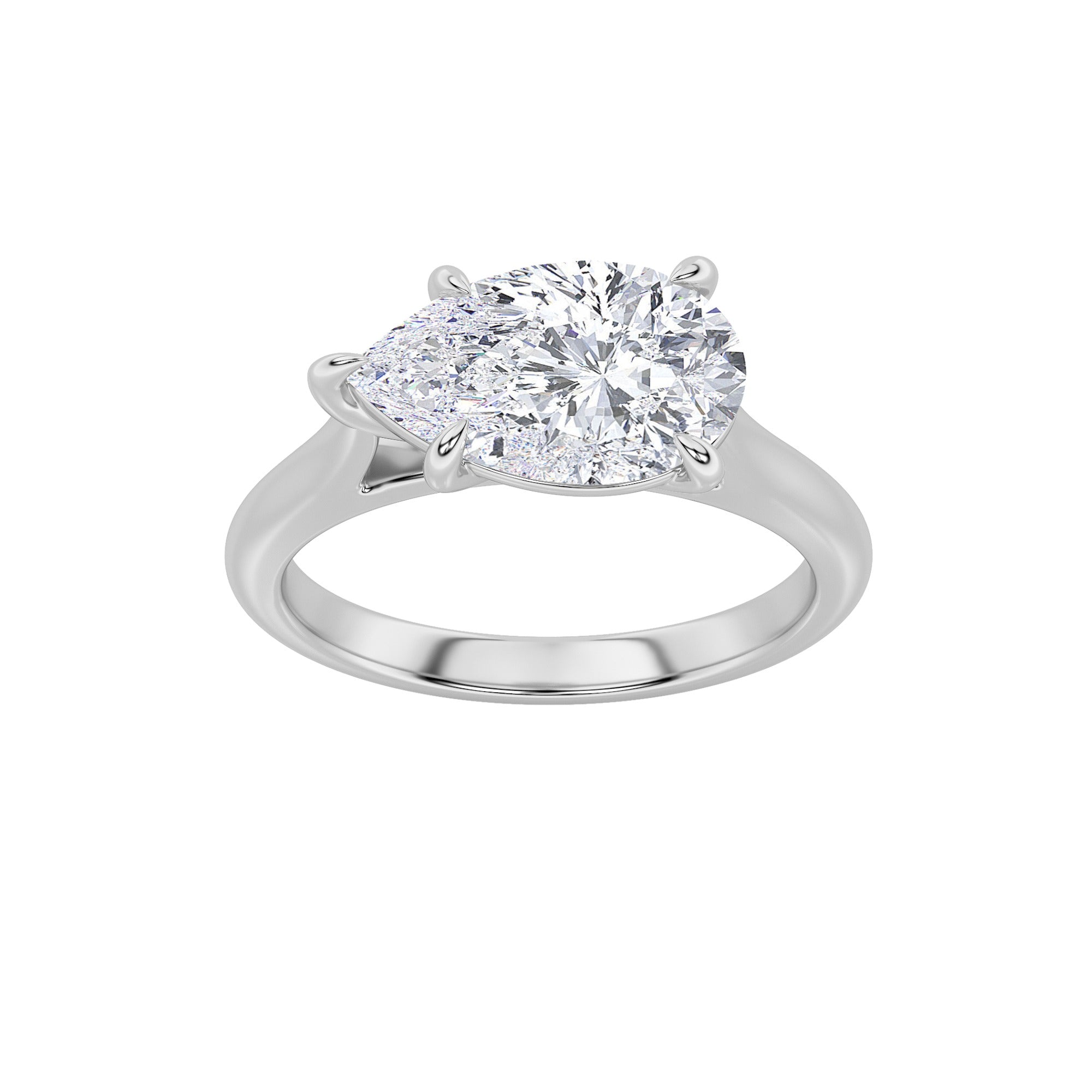 14K White Gold Lab Grown Diamond Pear Shape Ring 2 Ct