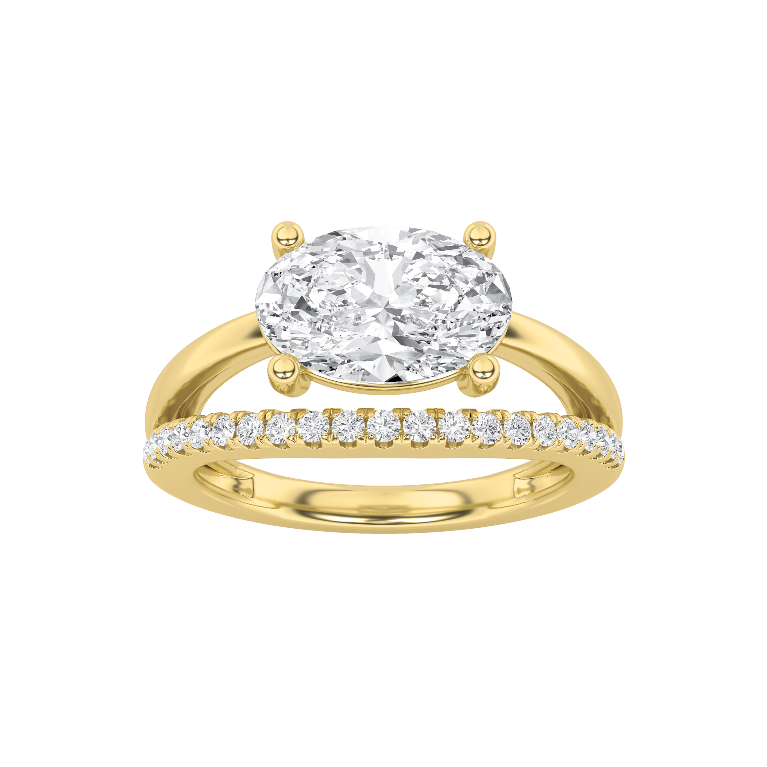 14K Yellow Gold Lab Grown Diamond Oval Shape Ring 2 Ct