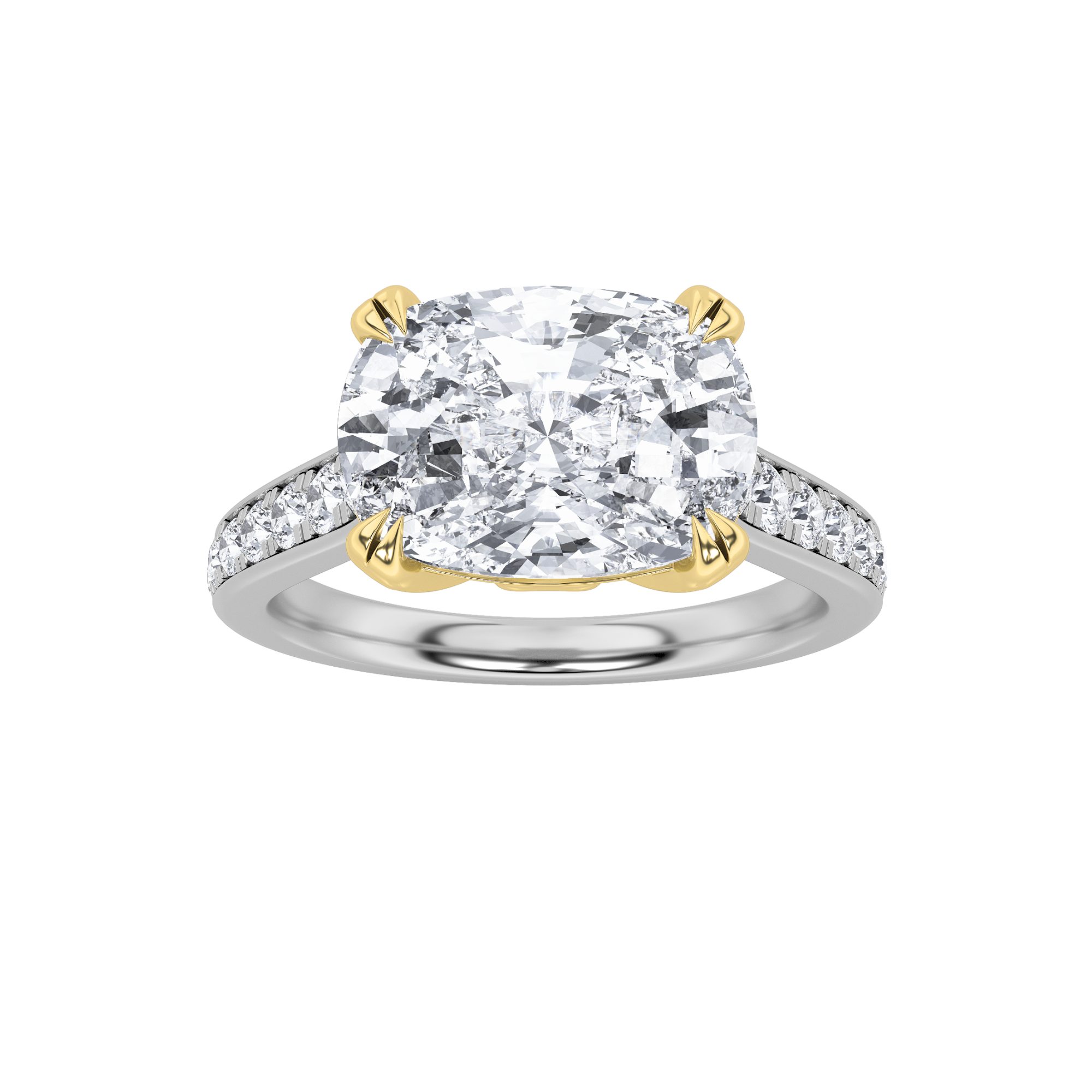 14K White Gold Lab Grown Diamond Cushion Shape Ring 4.25 Ct