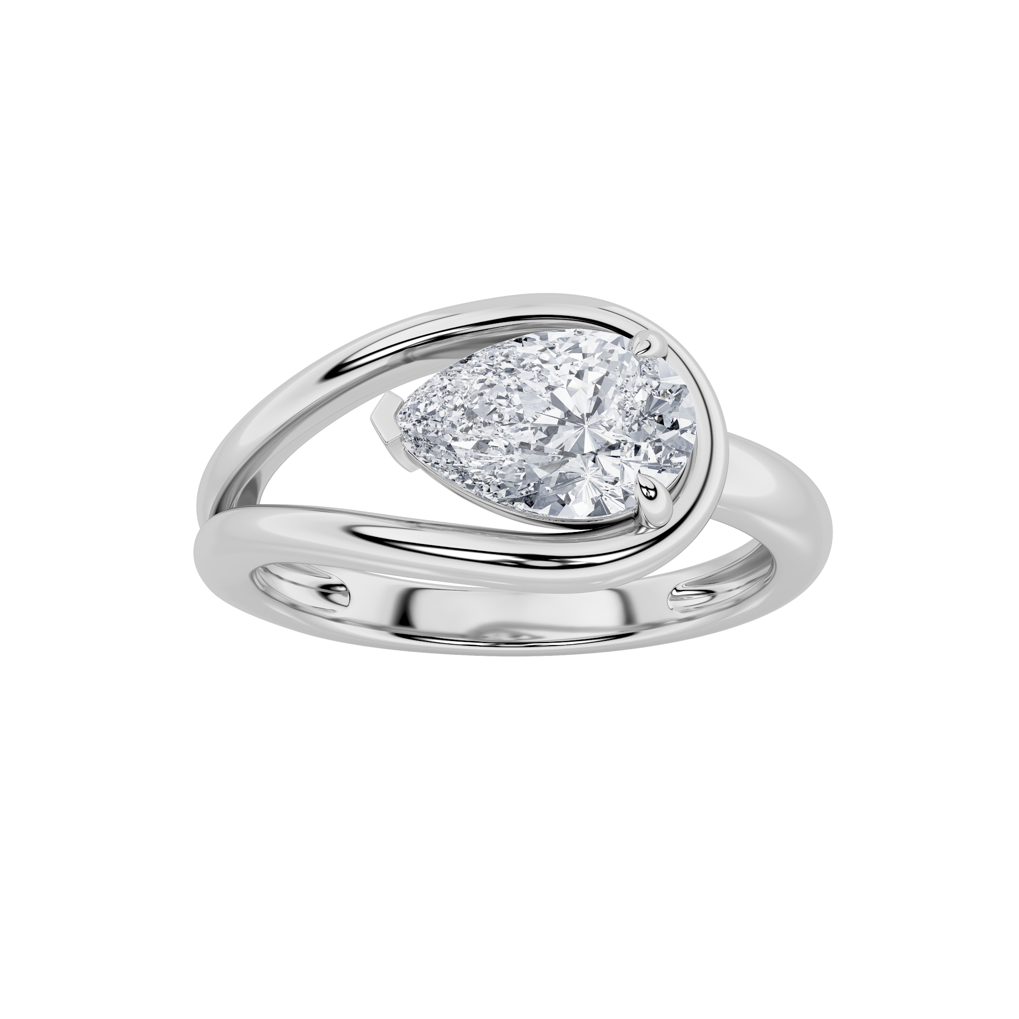 14K White Gold Lab Grown Pear Shape Diamond Ring 4 Ct