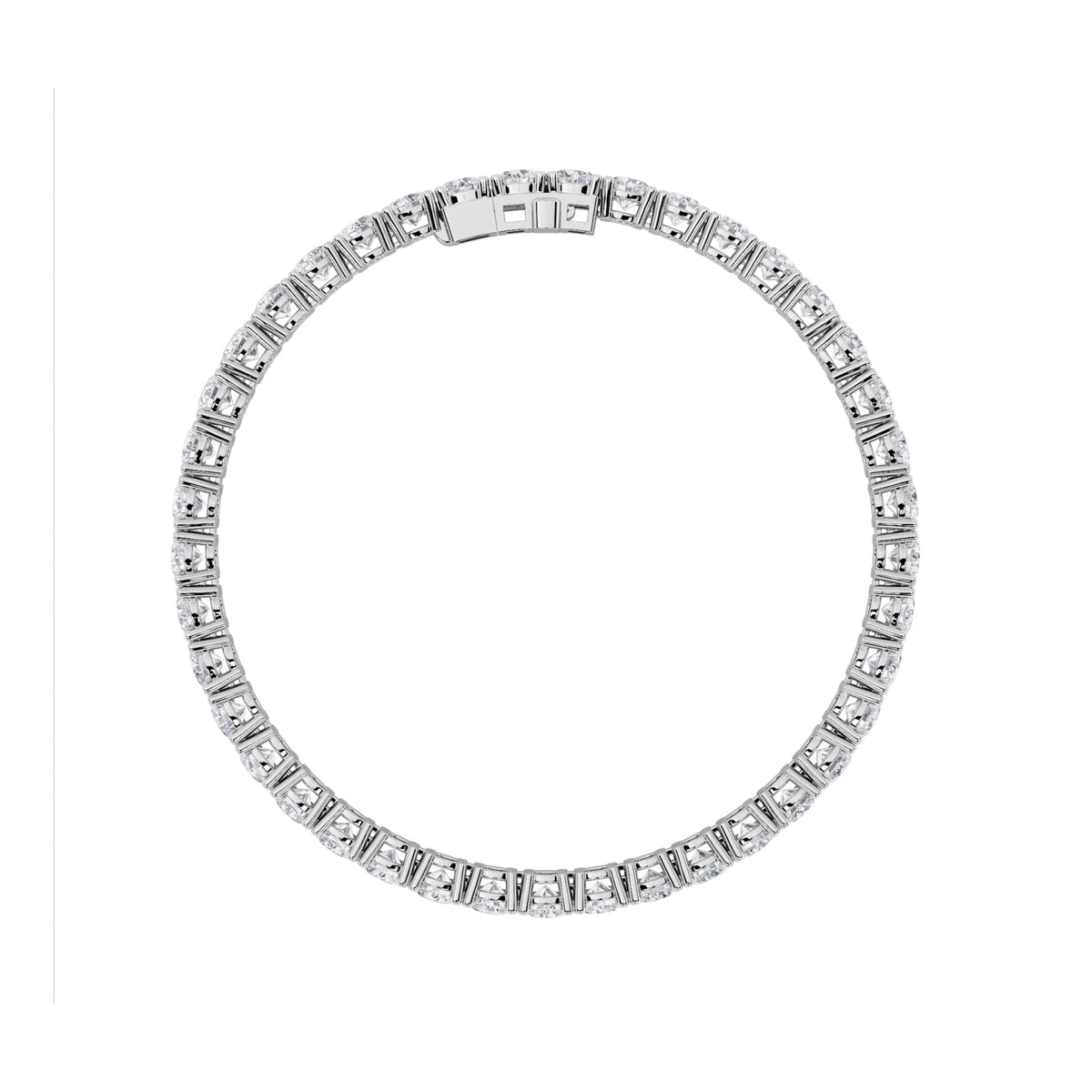 Round Shaped Lab Grown Diamond (F/VS) Classic Tennis Bracelet in 14K White Gold