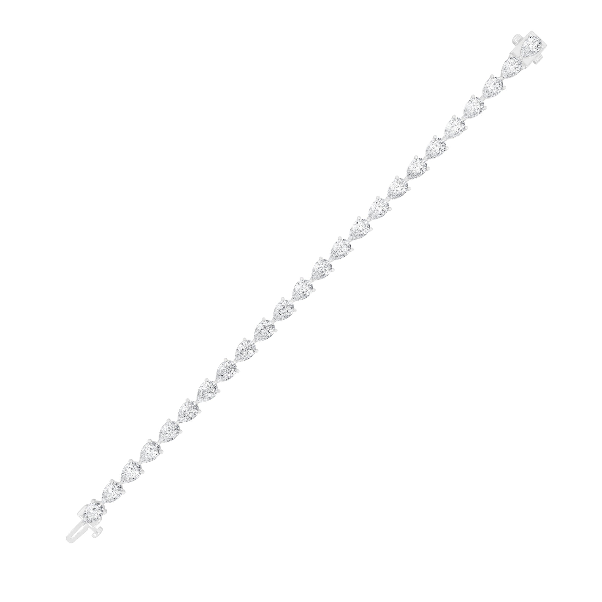 Pear (F/VS) Lab Grown Diamond Prong 14K White Gold Fancy Line Tennis Bracelet