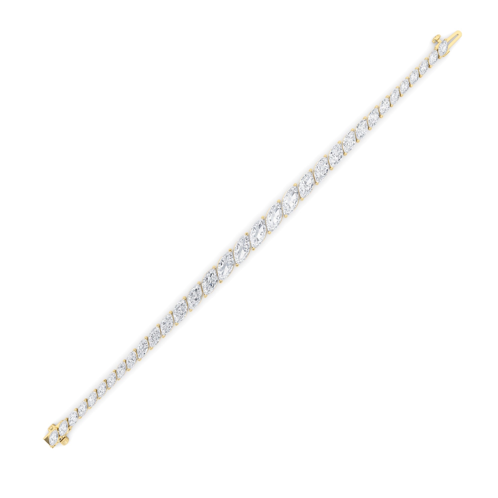 13 Ctw Marquise (F/VS) Lab Grown Diamond Prong 14K Yellow Gold Fancy Tennis Bracelet