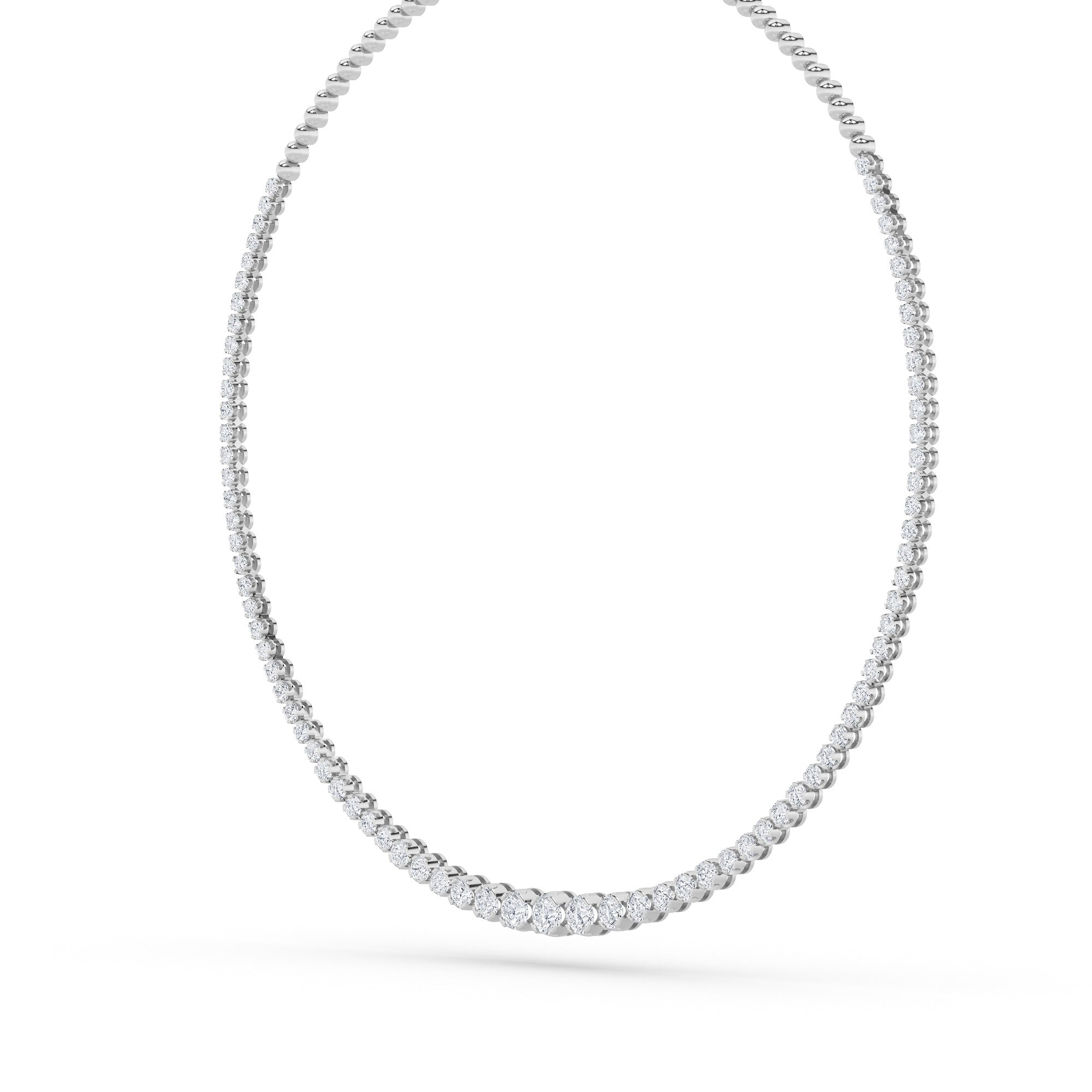 7 Ct Round (F/VS) Lab Grown Diamond Prong 14K White Gold Graduating Half Riviera Tennis Necklace