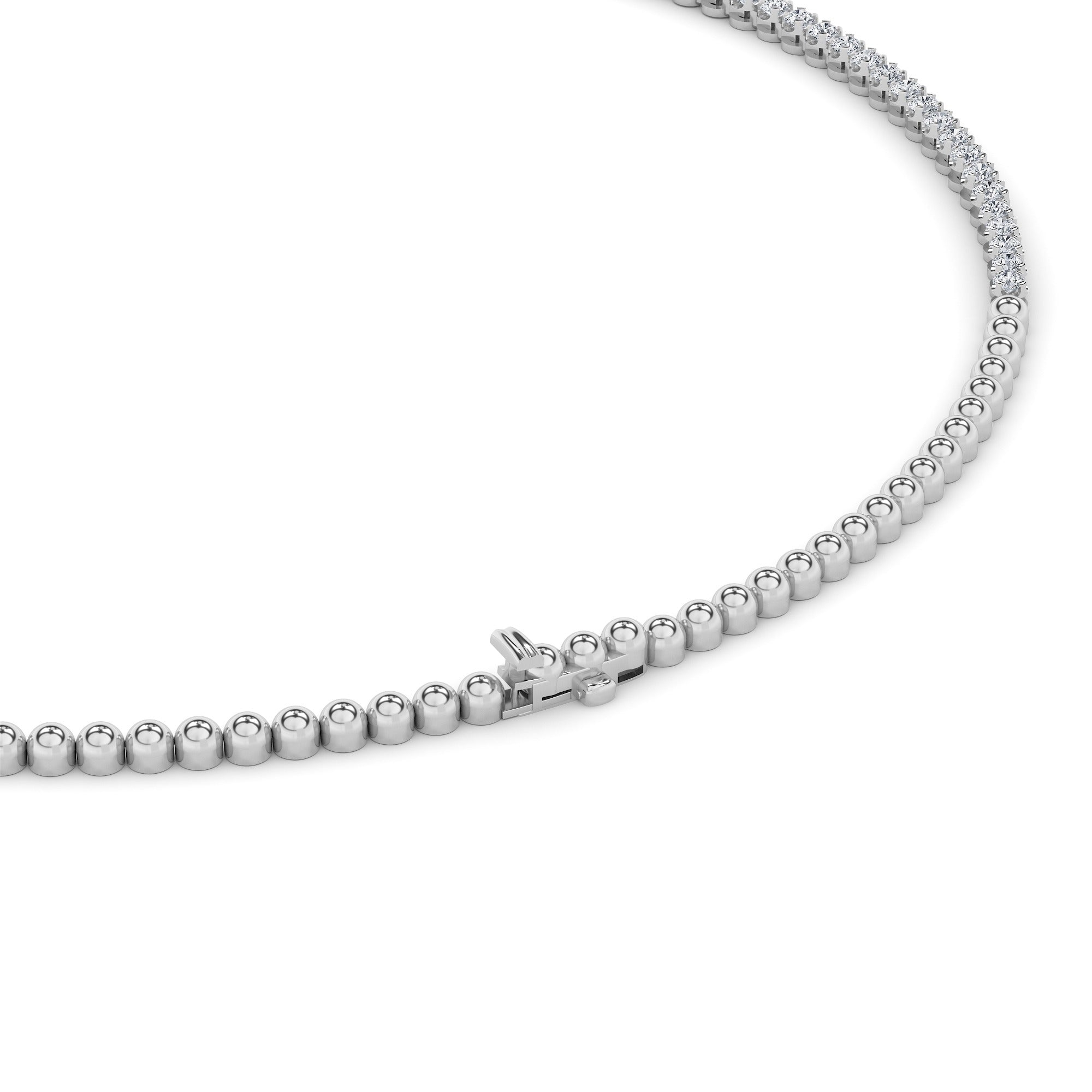 7 Ct Round (F/VS) Lab Grown Diamond Prong 14K White Gold Graduating Half Riviera Tennis Necklace