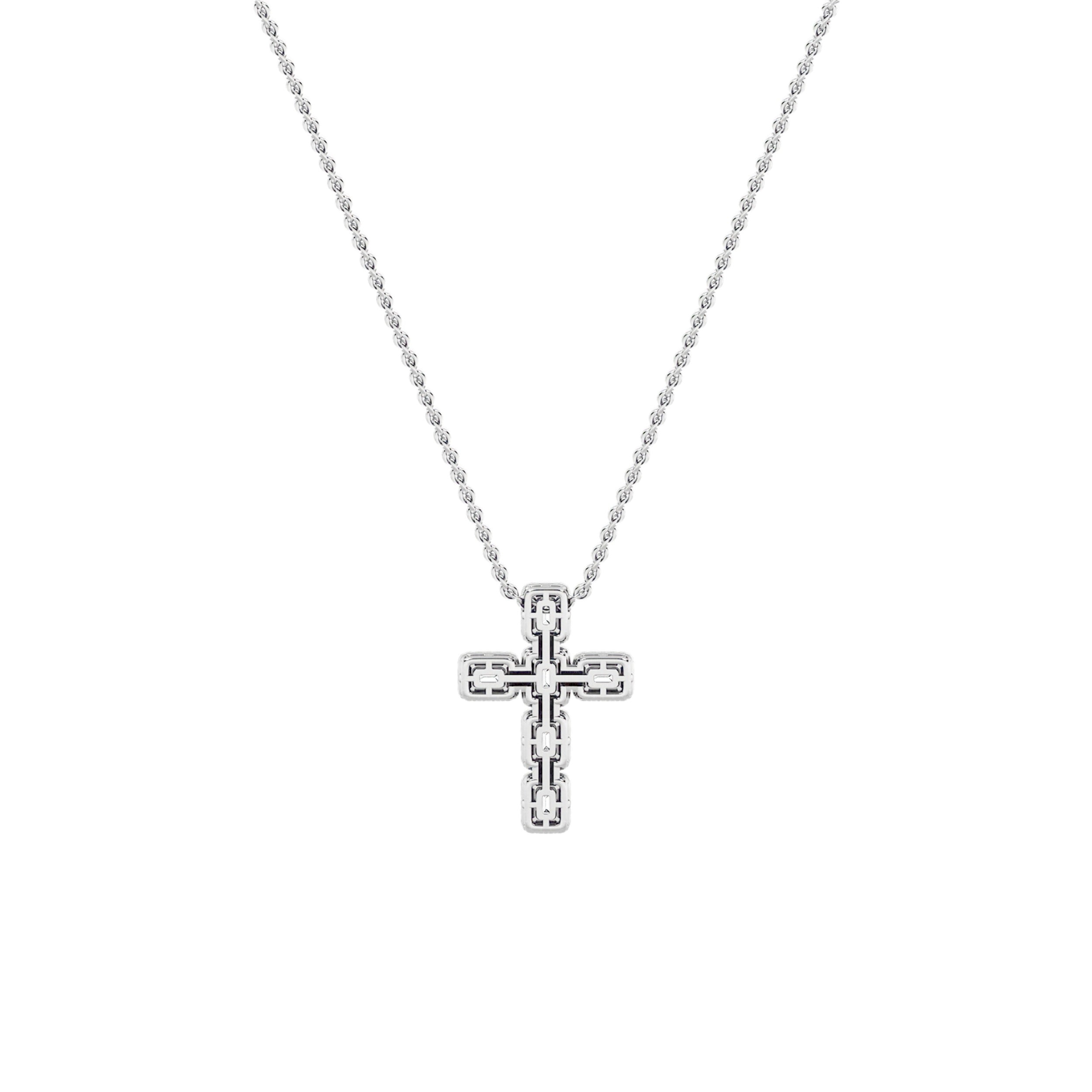 3.0 Ct Emerald (F/VS) Lab Grown Diamond Prong 14K White Gold Fancy Halo Cross Pendant Necklace