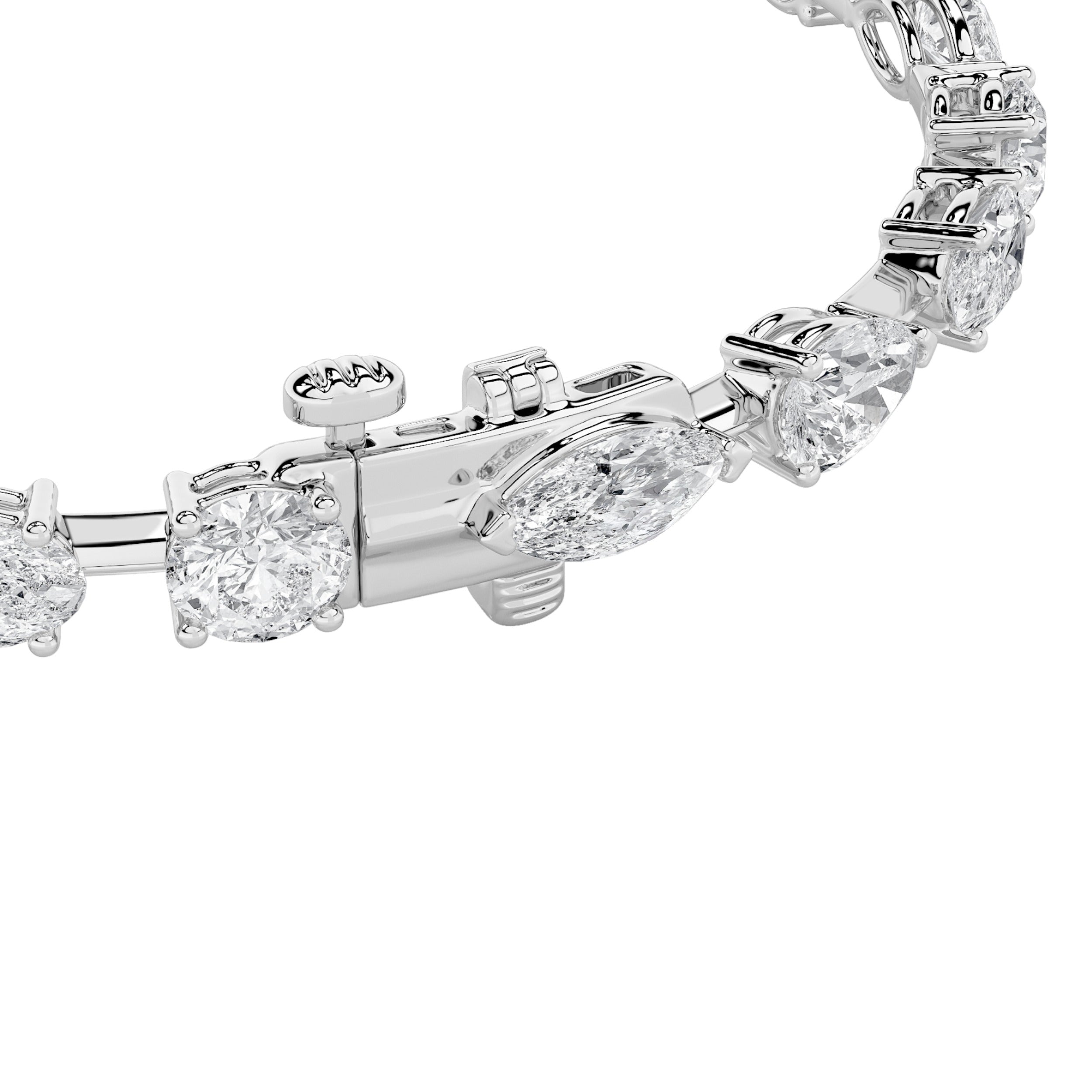 Mix Shaped Lab Grown Diamond East & West Bracelet in 14K Gold (F/VS)